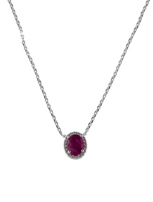 Necklace 14K 1.51ctw Ruby & Diamond Pendant Necklace