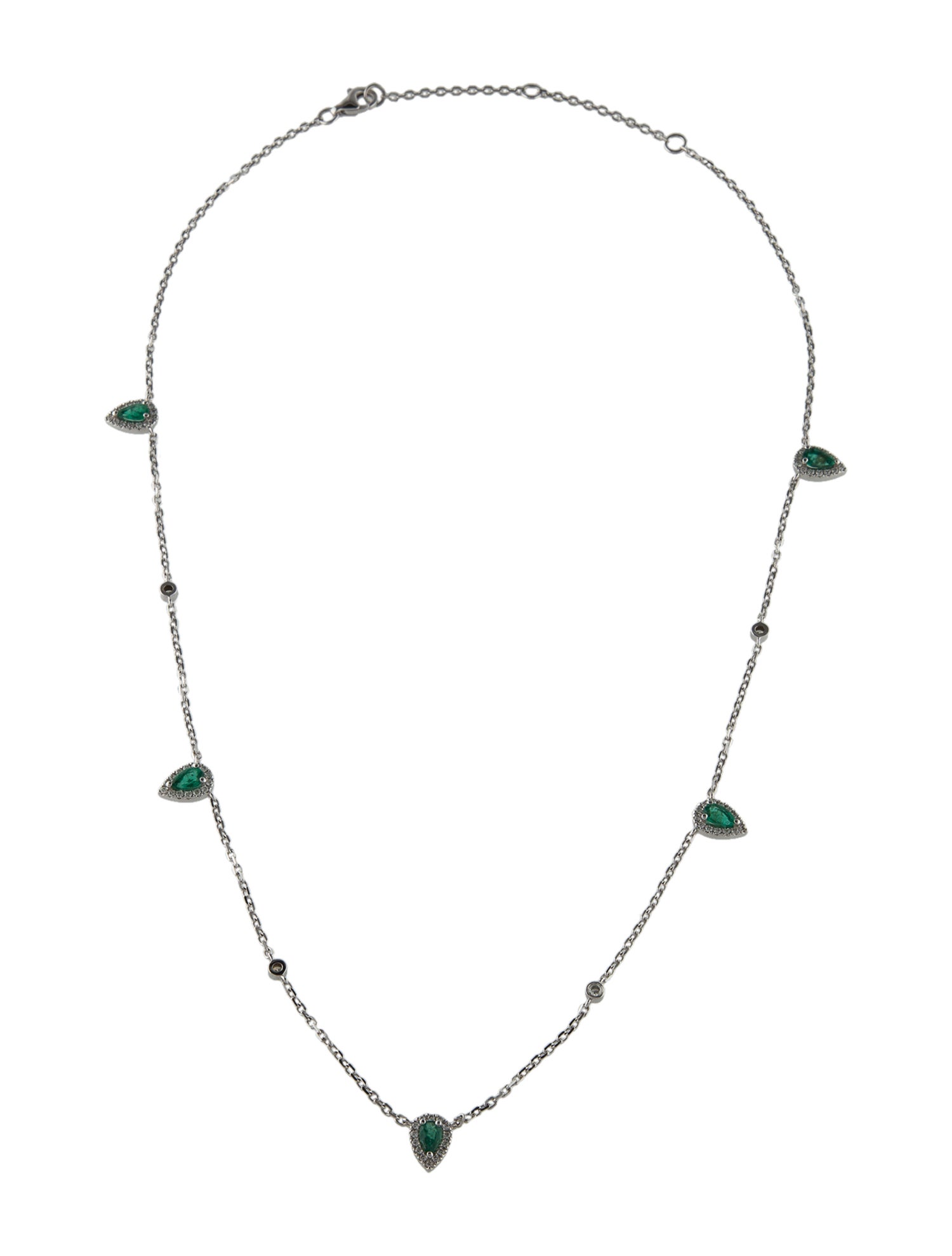 Necklace 14K Emerald & Diamond Station Necklace