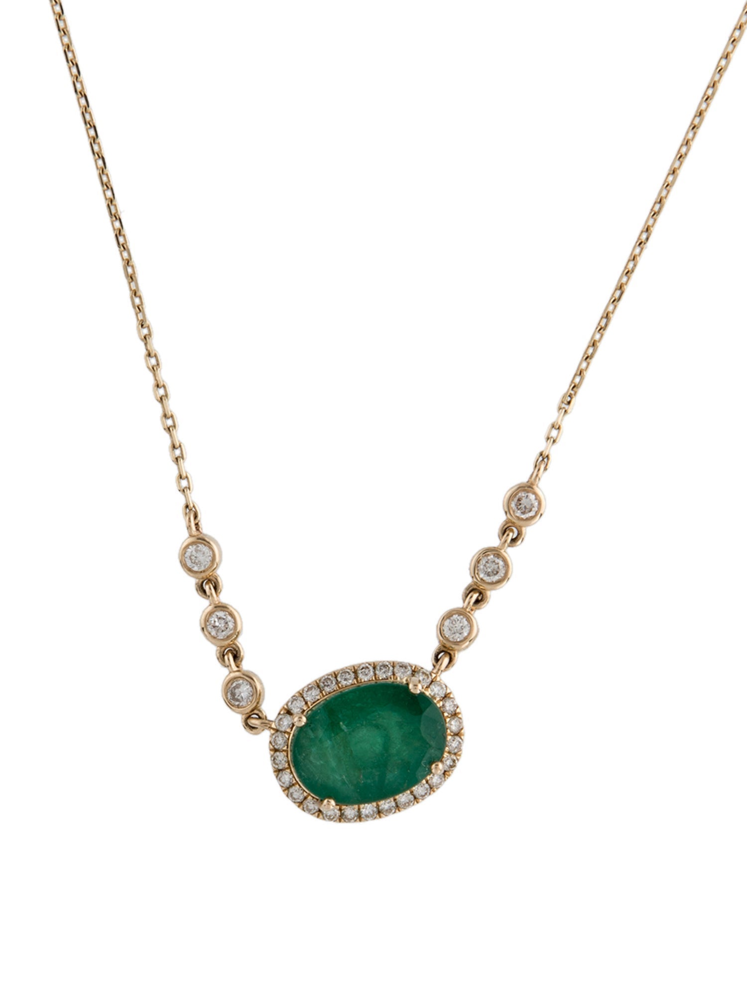 Necklace 14K 2.80ct Emerald & Diamond Pendant