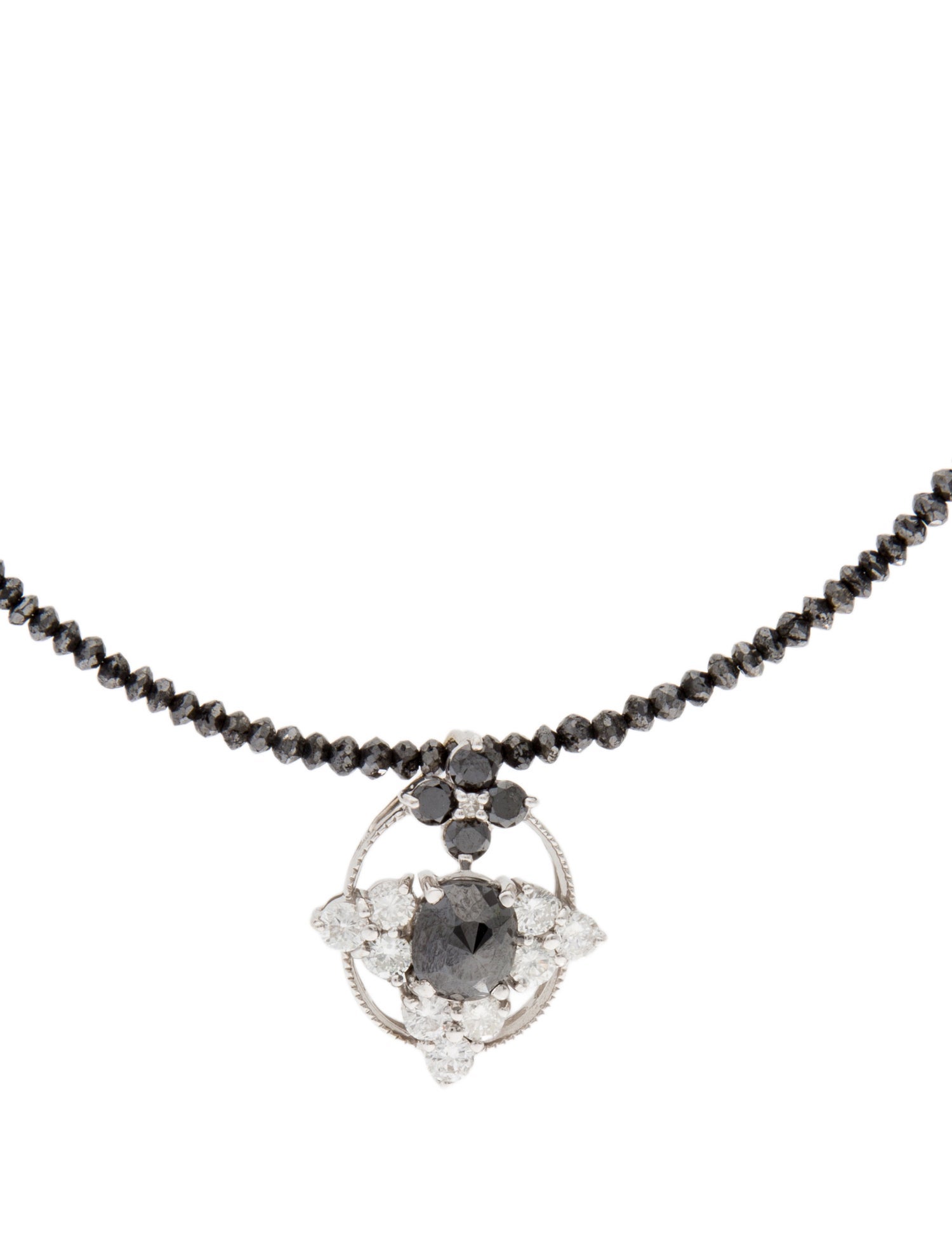 Necklace 18K Diamond Bead Pendant Necklace