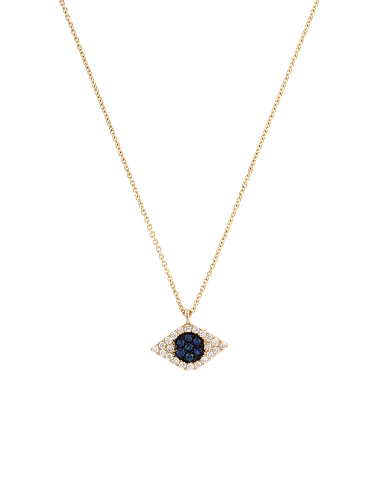 Necklace 14K Sapphire & Diamond Evil Eye Pendant Necklace