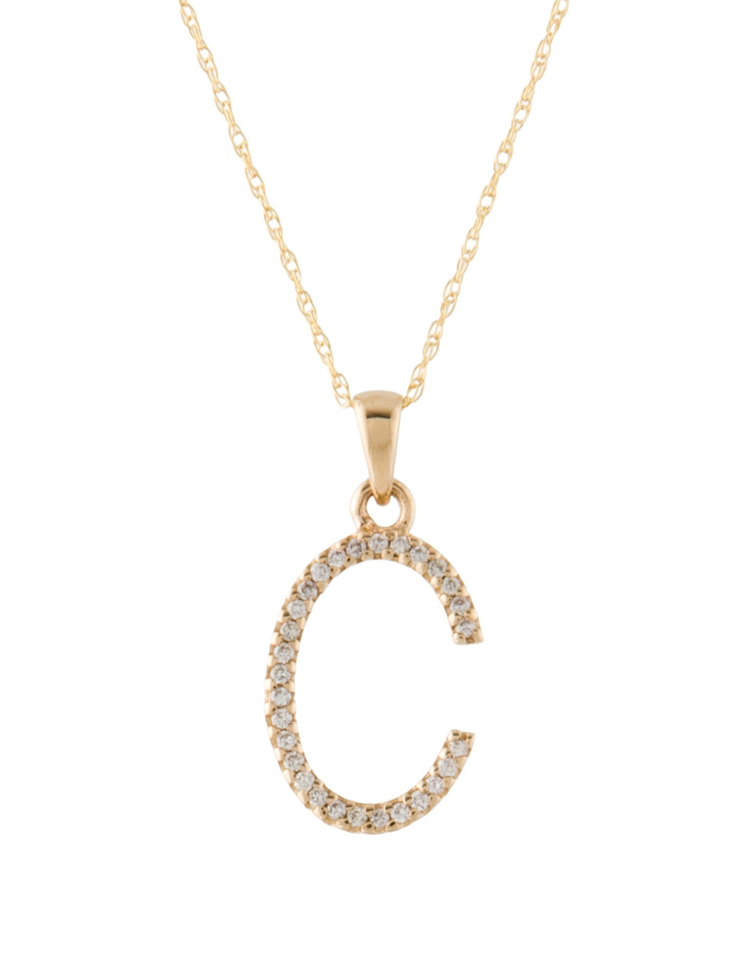 Necklace 14K Diamond Initial 'C' Pendant Necklace