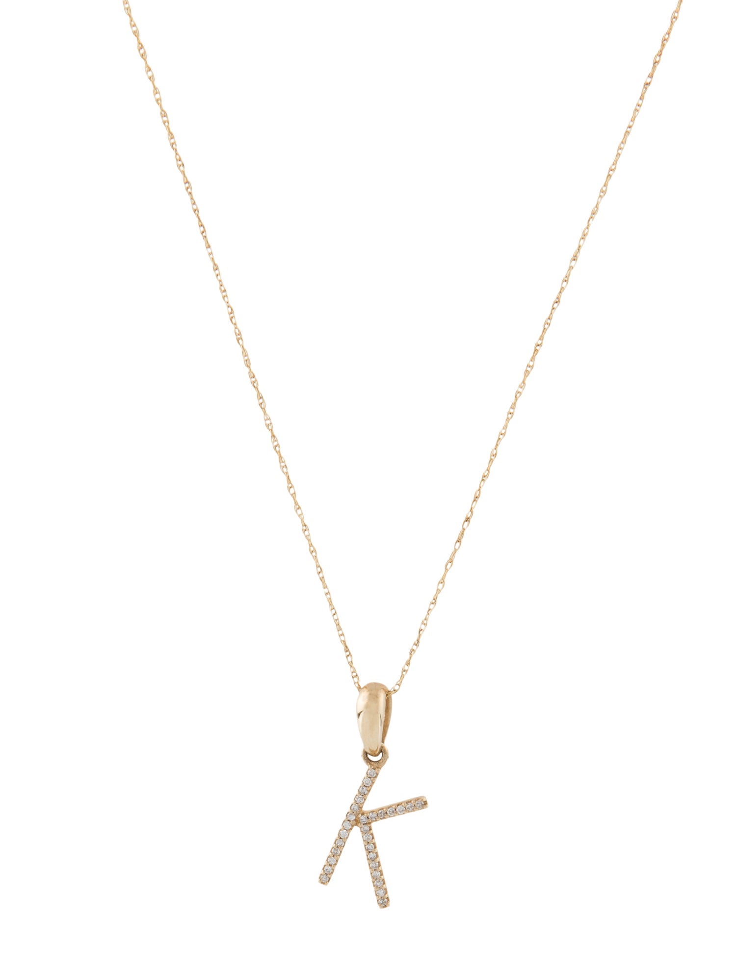 Necklace 14K Diamond 'K' Initial Pendant Necklace