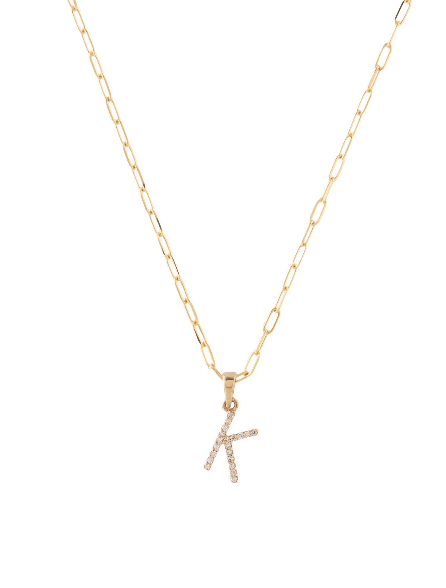 Necklace 14K 'K' Diamond Pendant Necklace