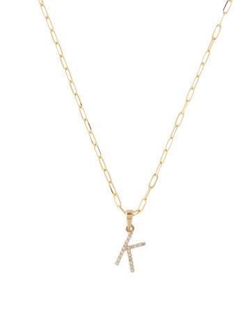 Necklace Pendant 14K 'K' Diamond