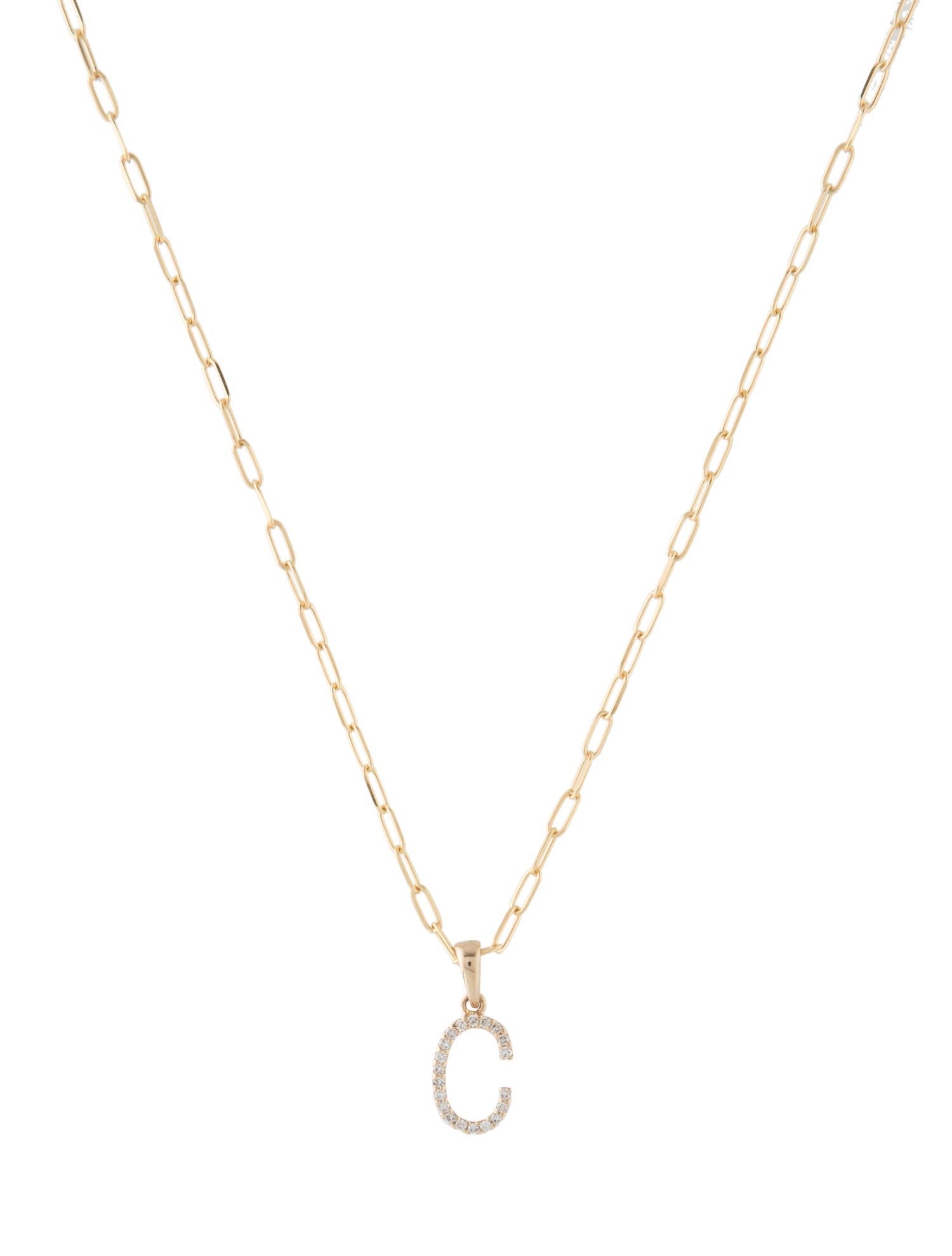 Necklace 14K 'C' Diamond Pendant Necklace