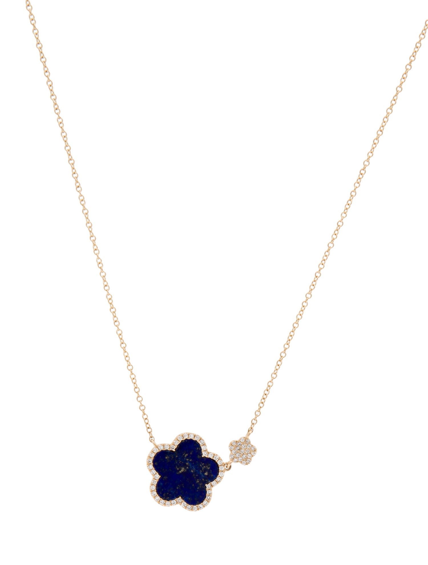 Necklace 14K Lapis Lazuli & Diamond Pendant Necklace