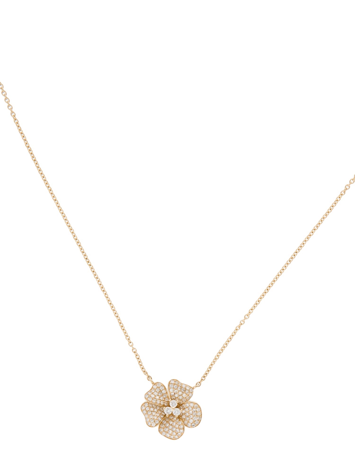 Necklace 14K Diamond Flower Pendant Necklace
