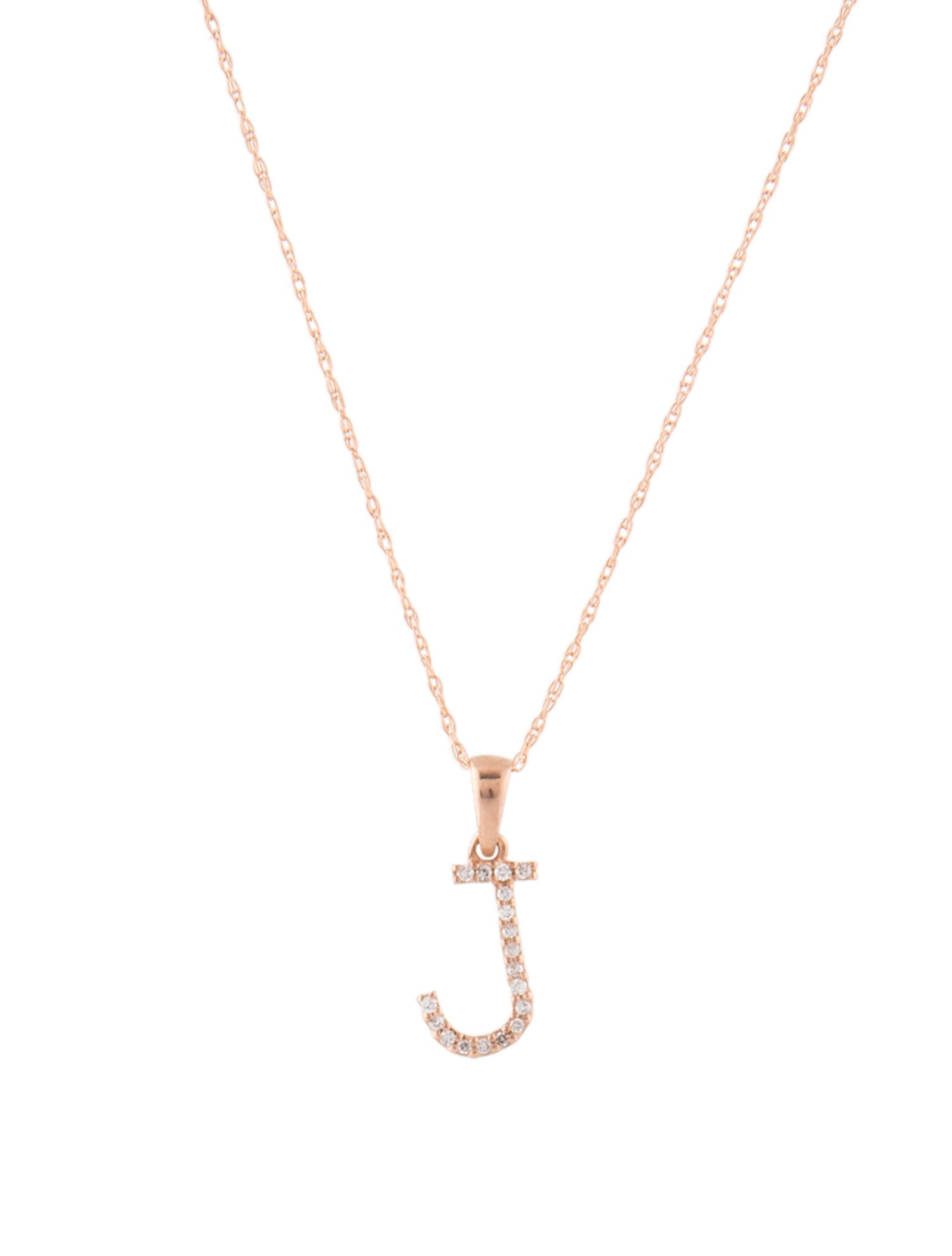 Necklace 14K Diamond 'J' Pendant