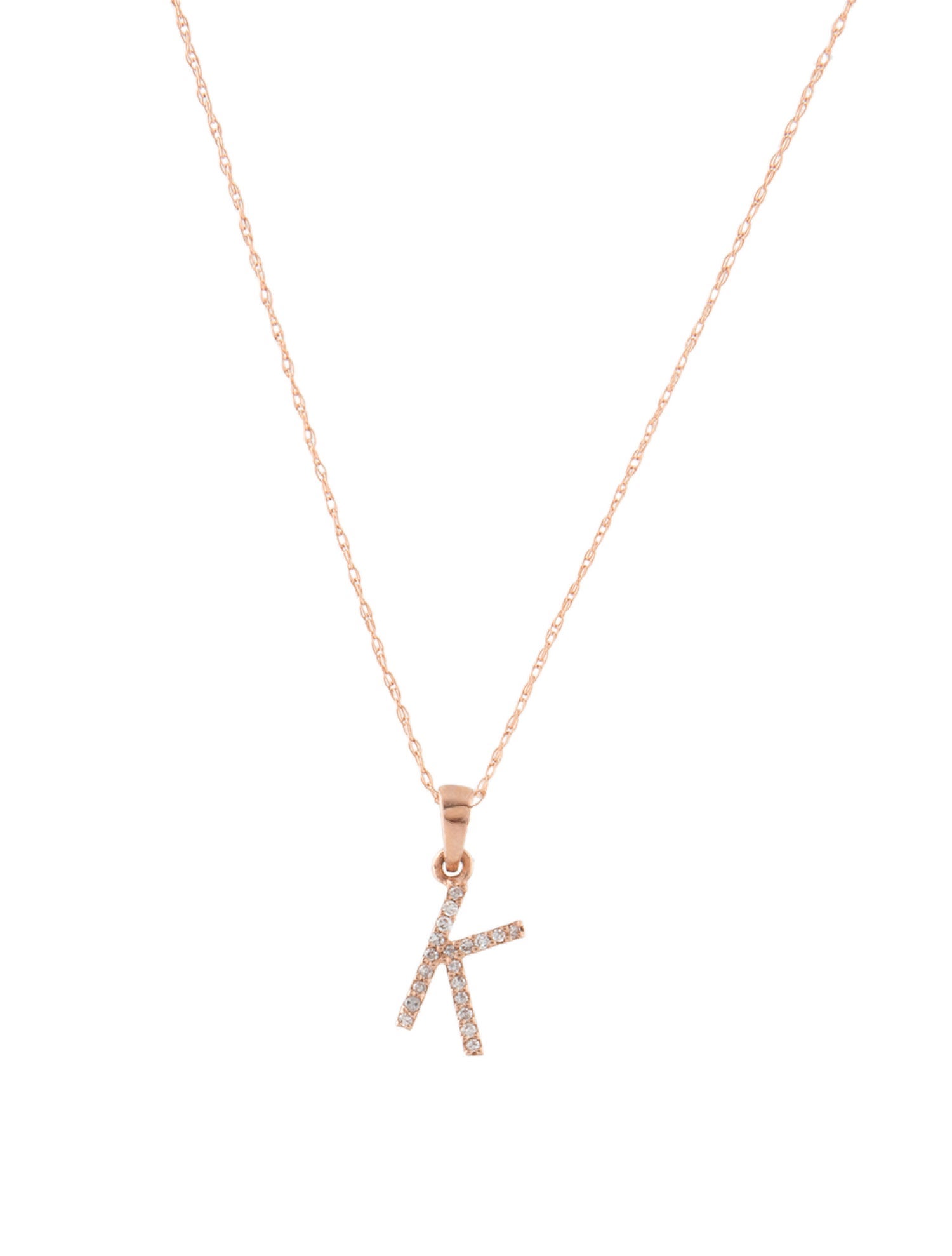 Necklace 14K Diamond 'K' Pendant