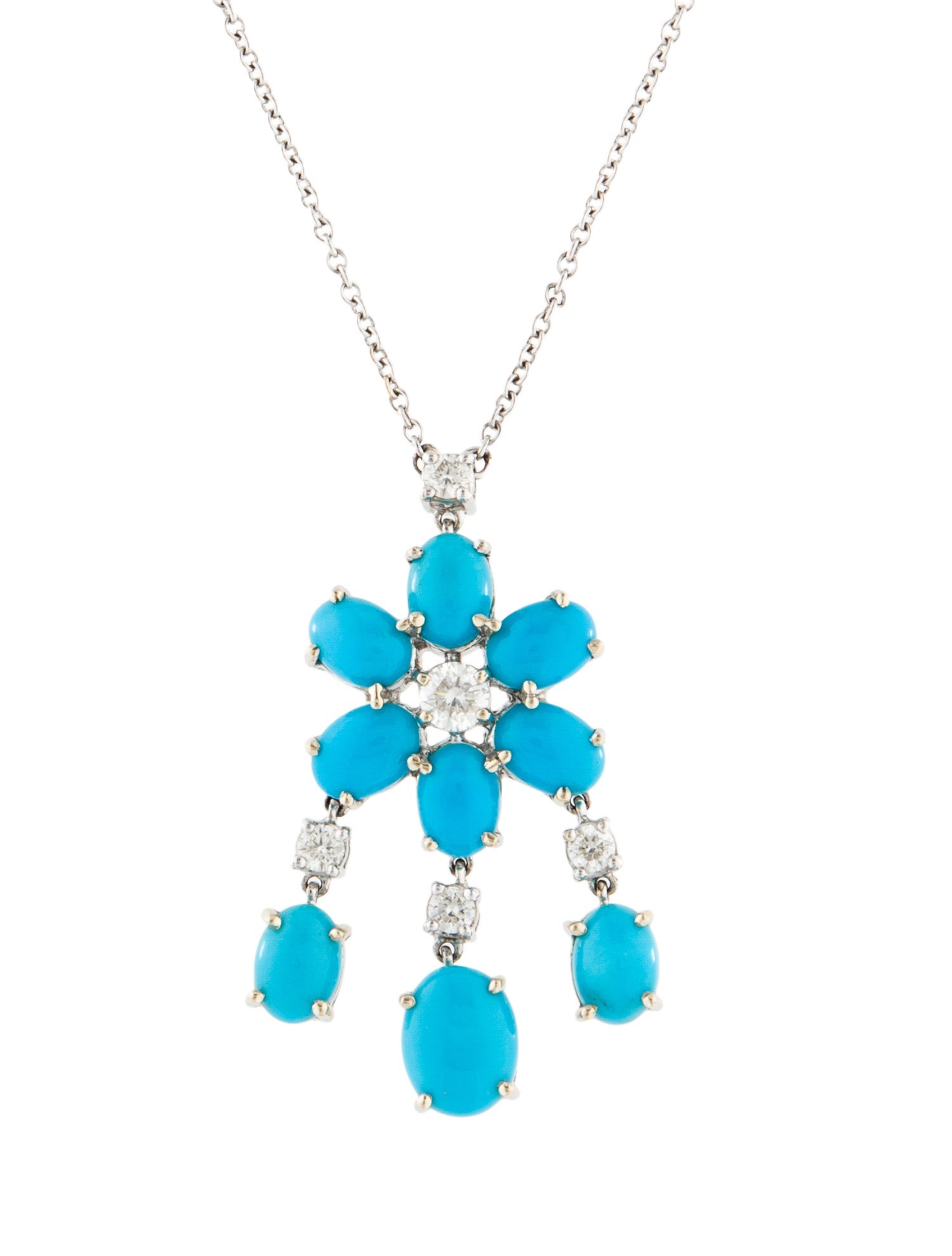 Necklace 11.72ctw Turquoise & Diamond Station