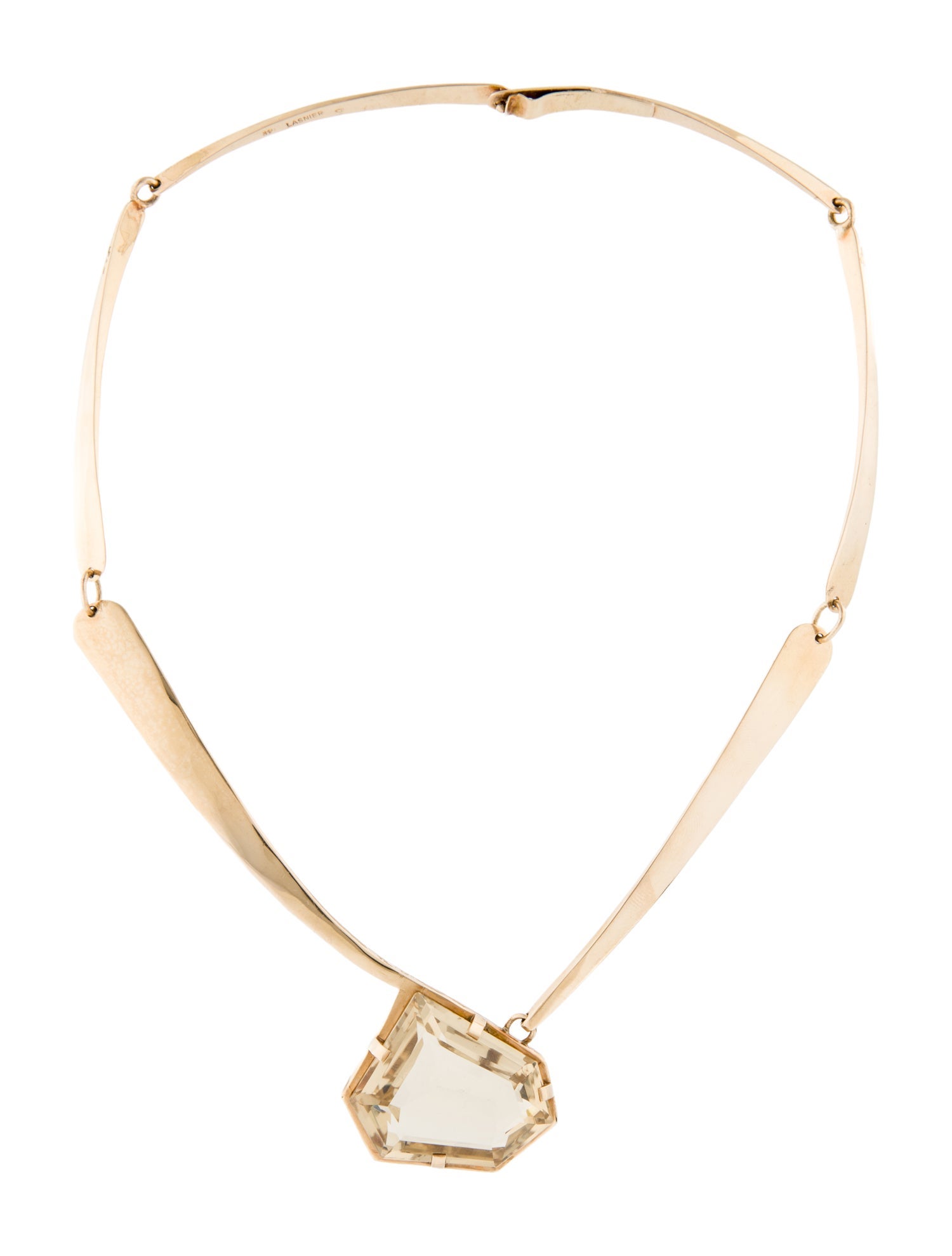 Necklace Jean Lasnier 14K Citrine Modernist Collar Necklace