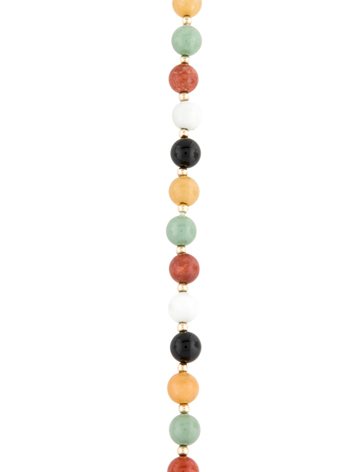 Necklace 14K Jadeite & Onyx Bead Strand Necklace