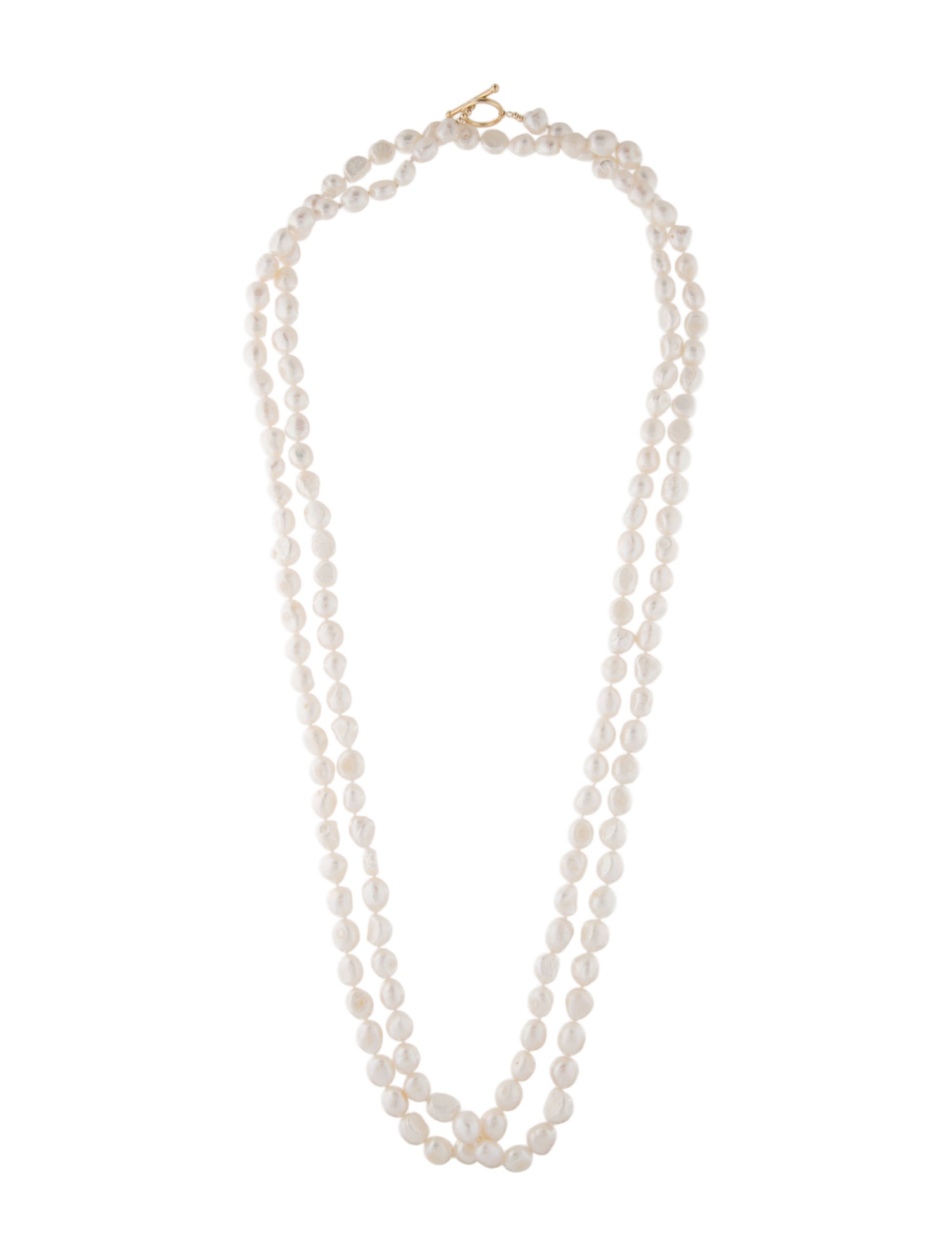 Necklace 14K Pearl Bead Strand Long Toggle Necklace