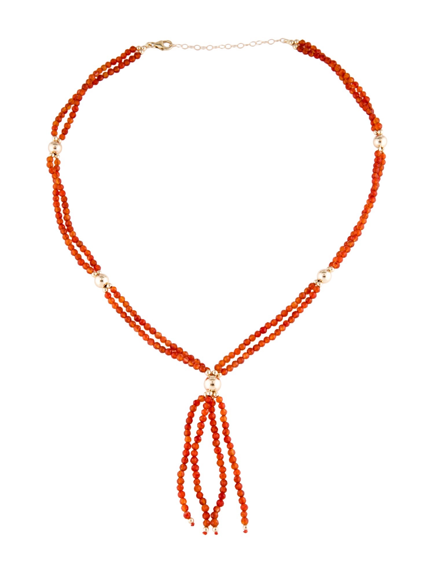 Necklace 14K Carnelian Double Strand Lavalier Necklace