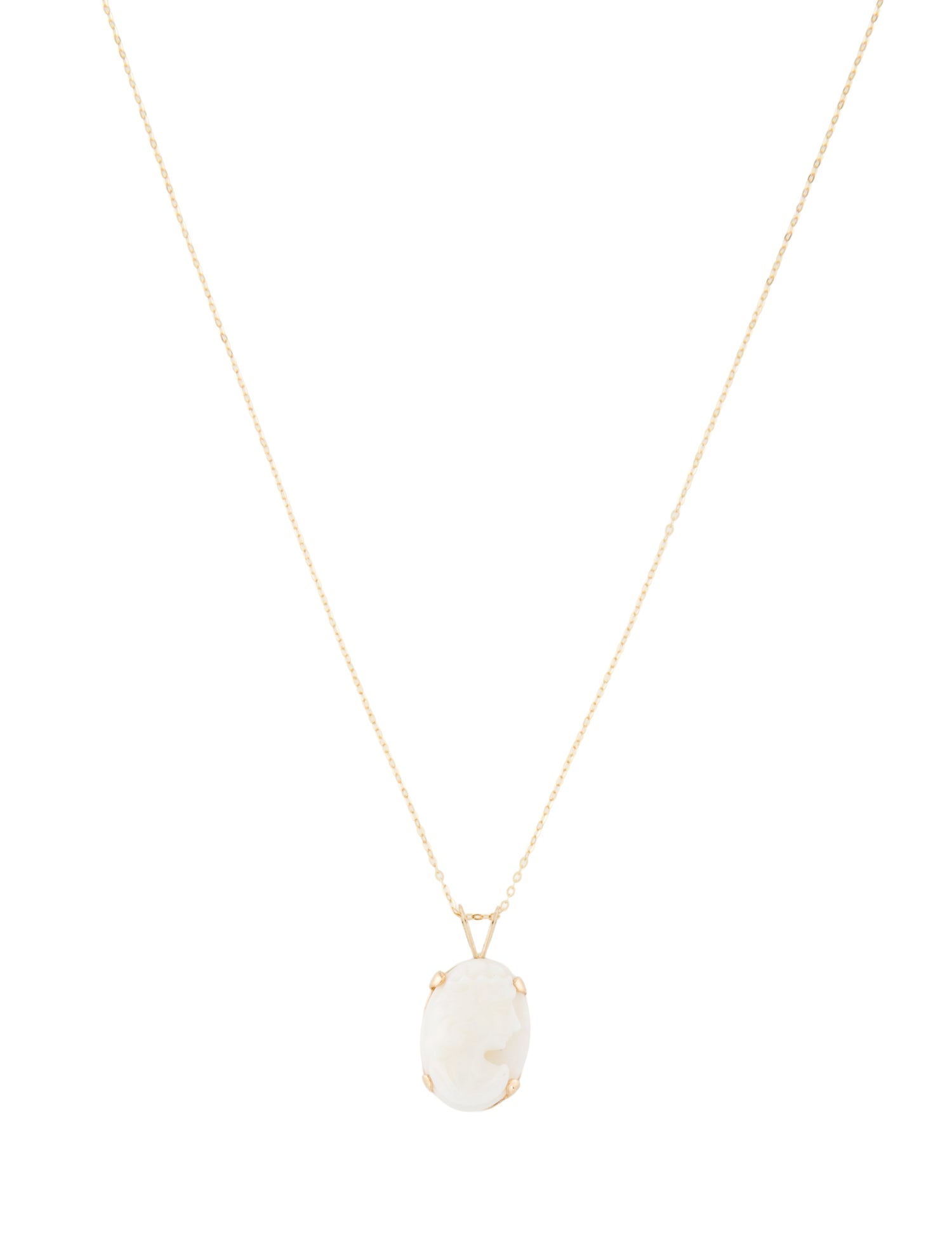 Necklace 14K Opal Carved Cameo Pendant Necklace