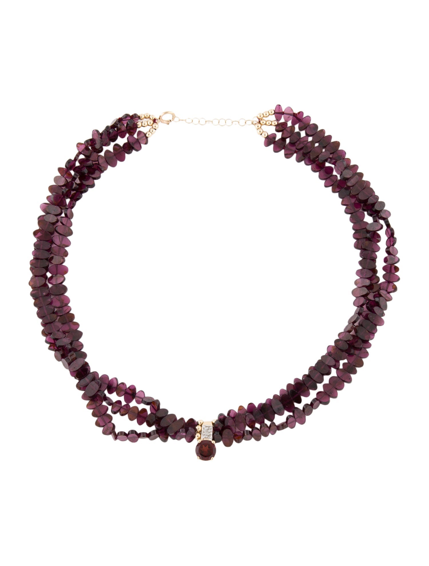 Necklace 14K Multistone Pendant Multistrand Bead Necklace