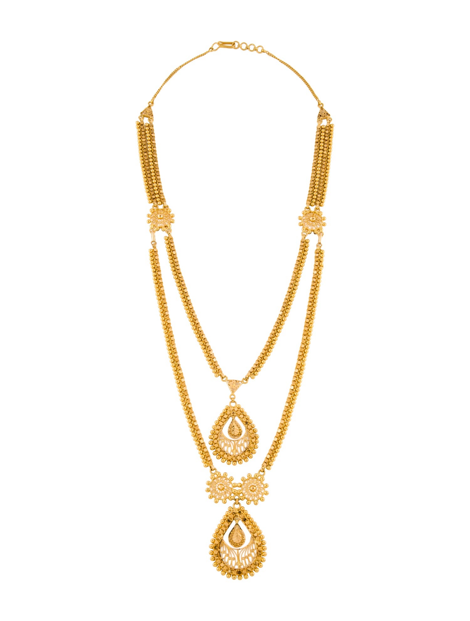 Necklace Filigree Double Strand Pendant