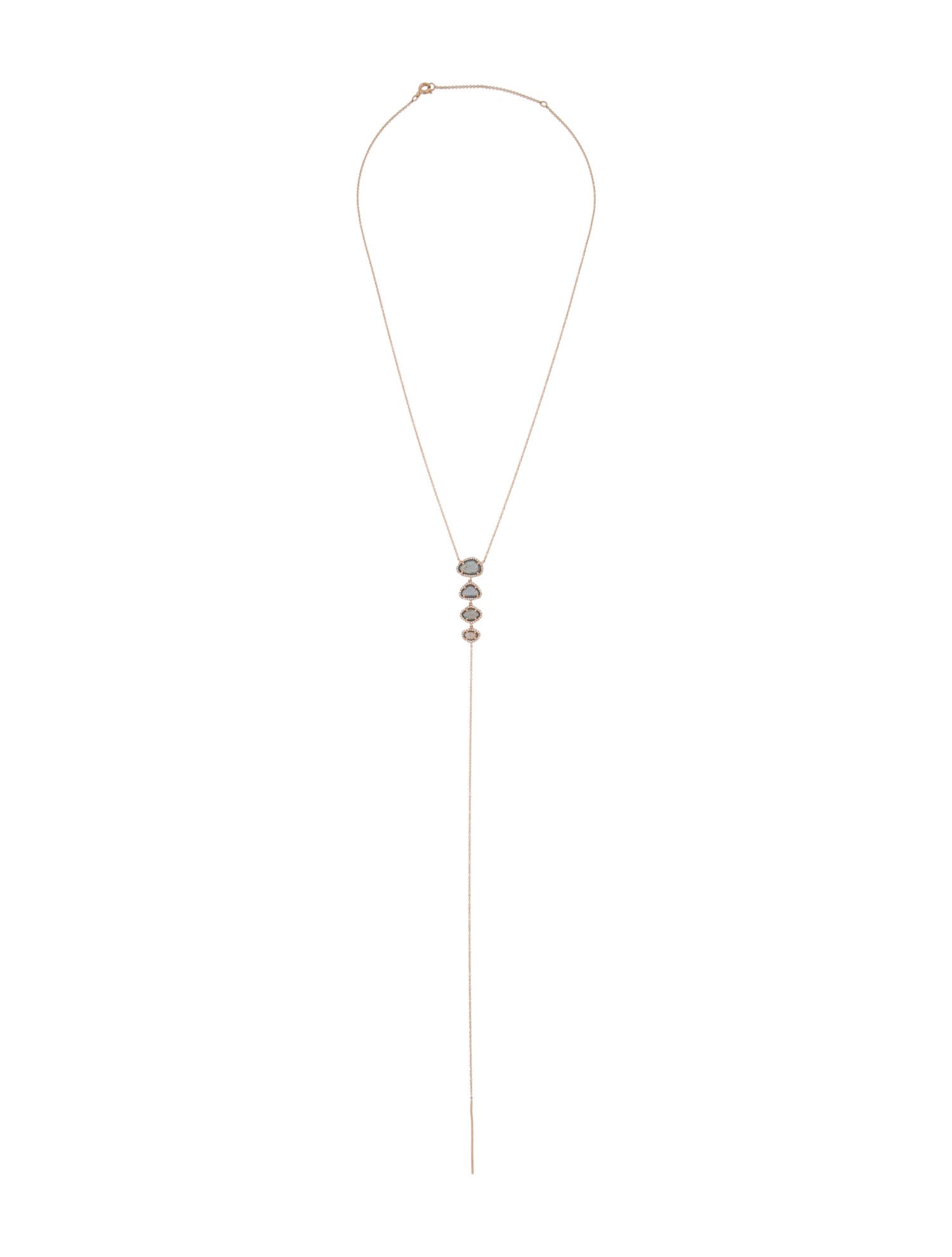 Necklace 14K Labradorite & Diamond Lariat Necklace