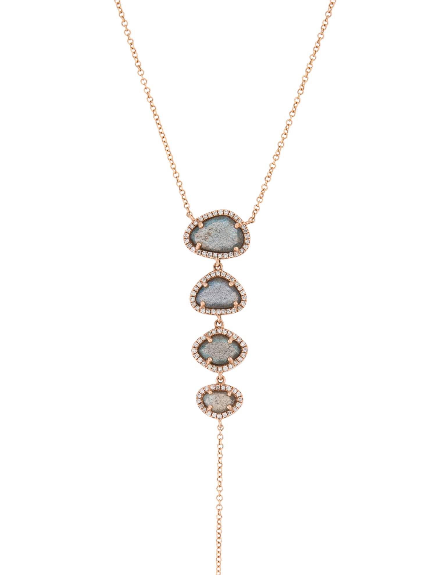 Necklace 14K Labradorite & Diamond Lariat Necklace