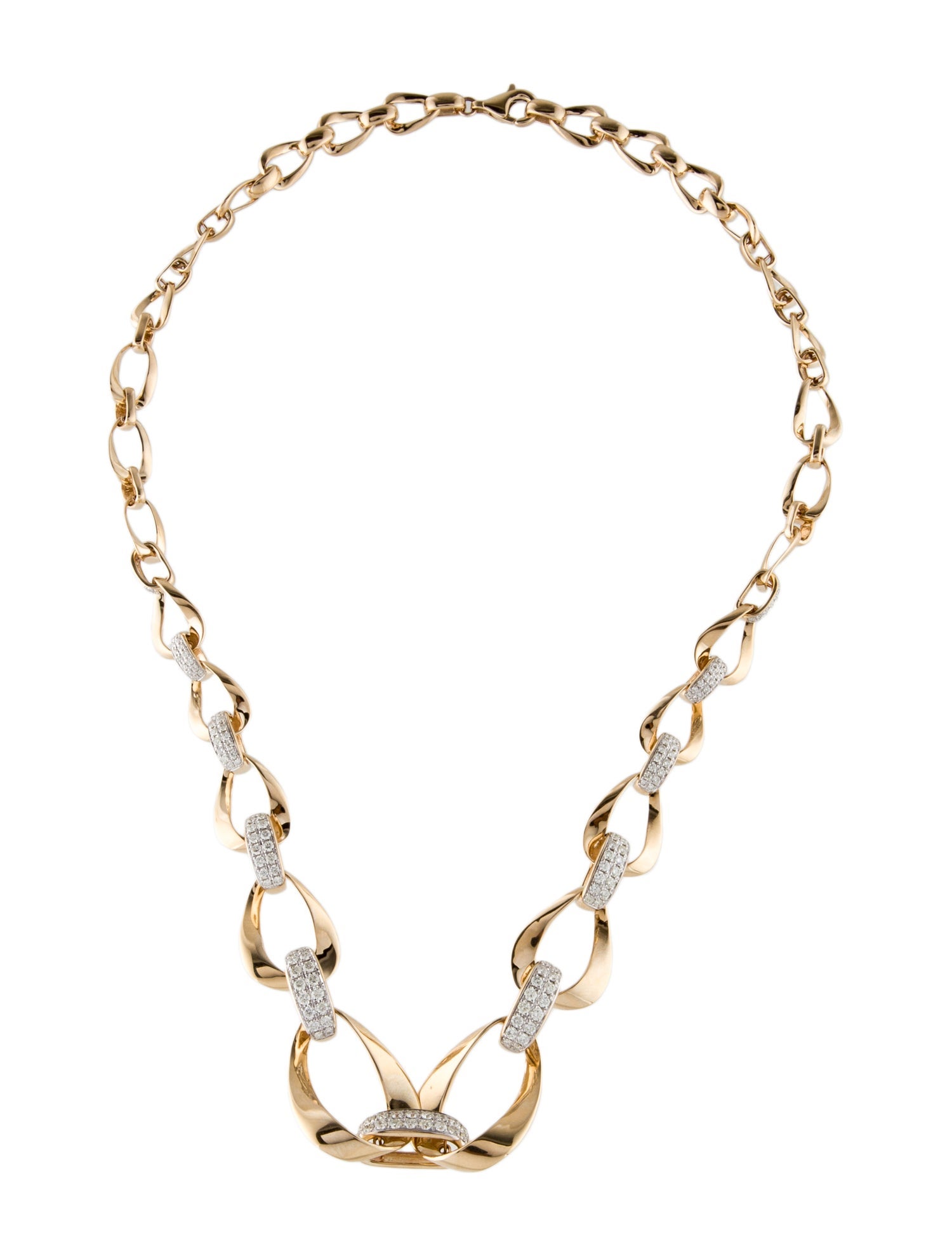 Necklace 14K 2.00ctw Diamond graduated Link Collar Neckalce