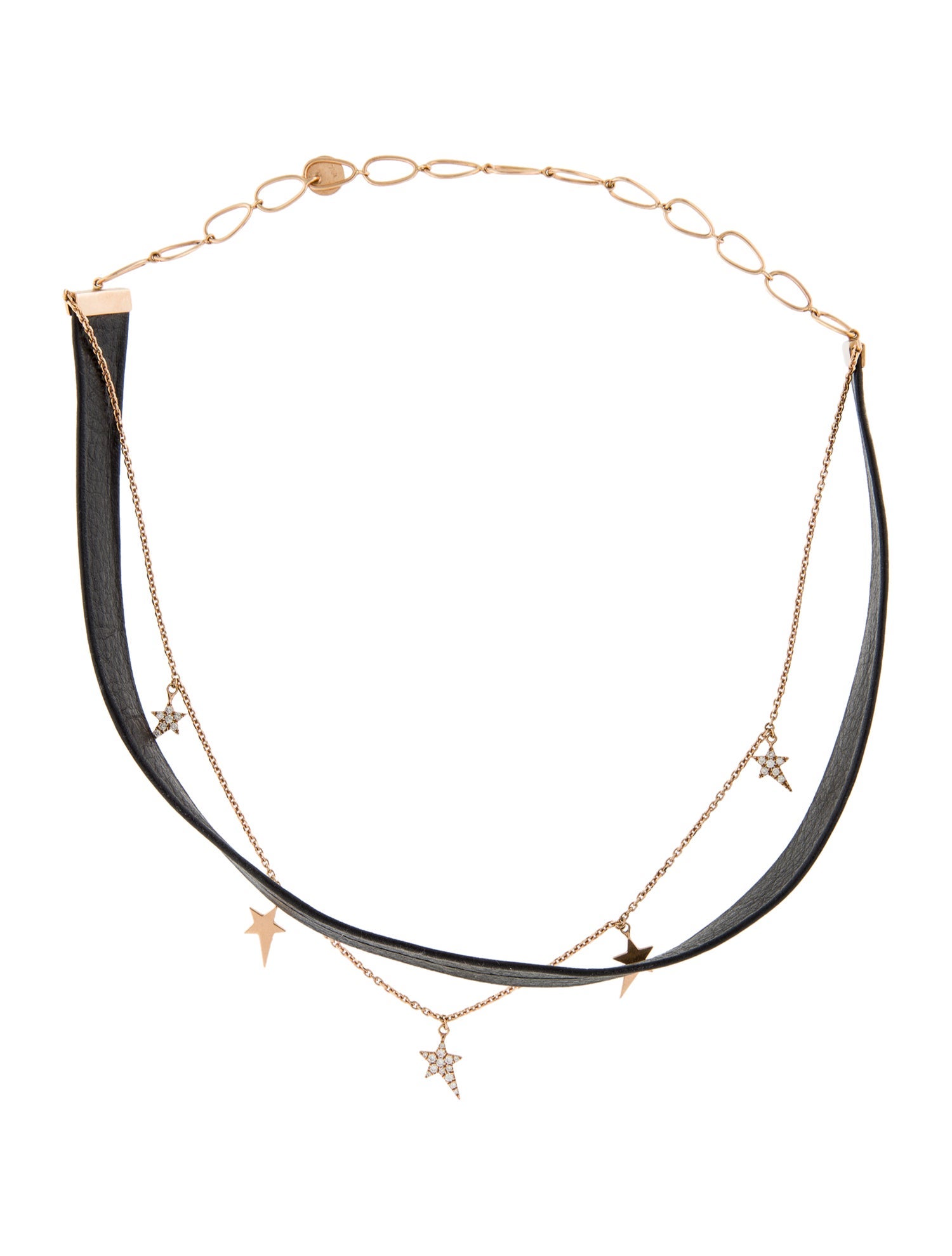 Necklace 18K Diamond Leather Choker
