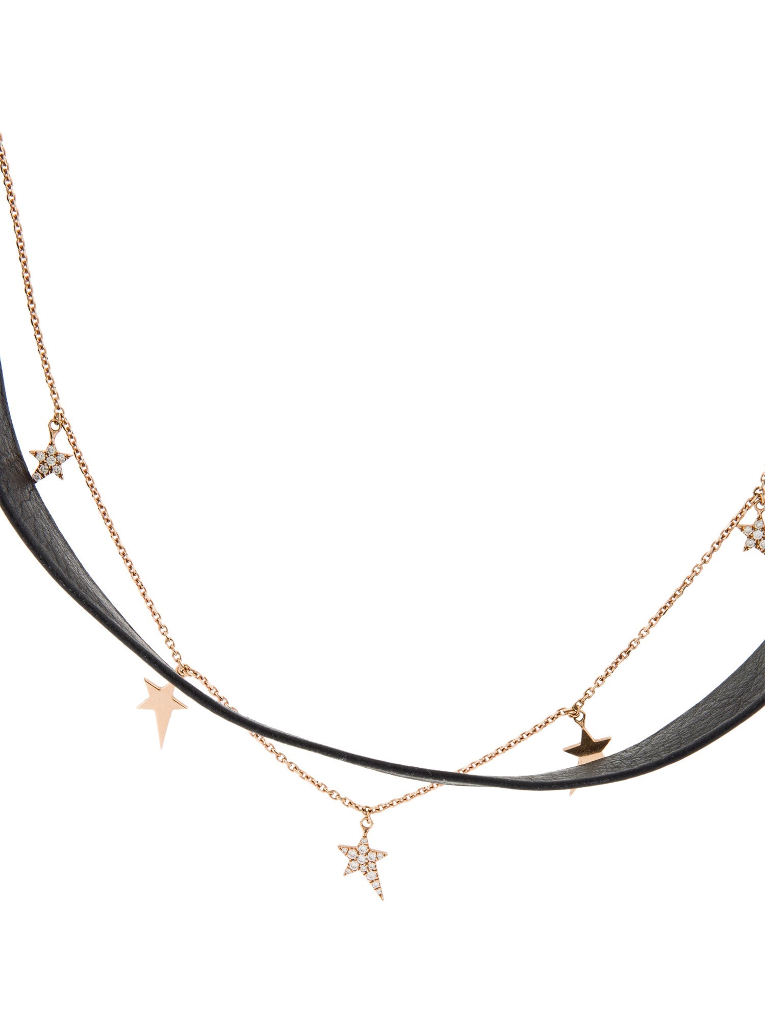 Necklace 18K Diamond Leather Choker