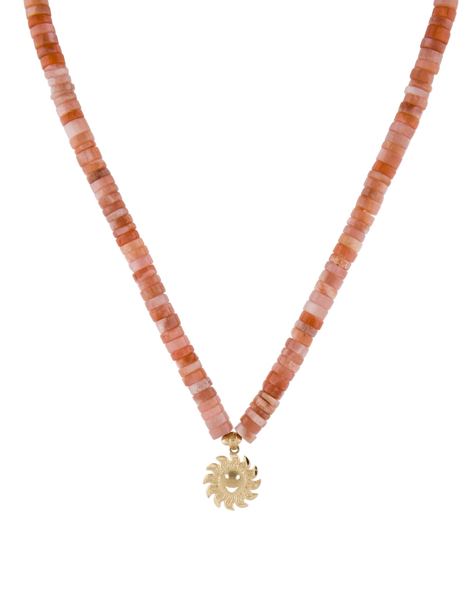Necklace 14K Sunstone Beaded Sun Pendant Necklace