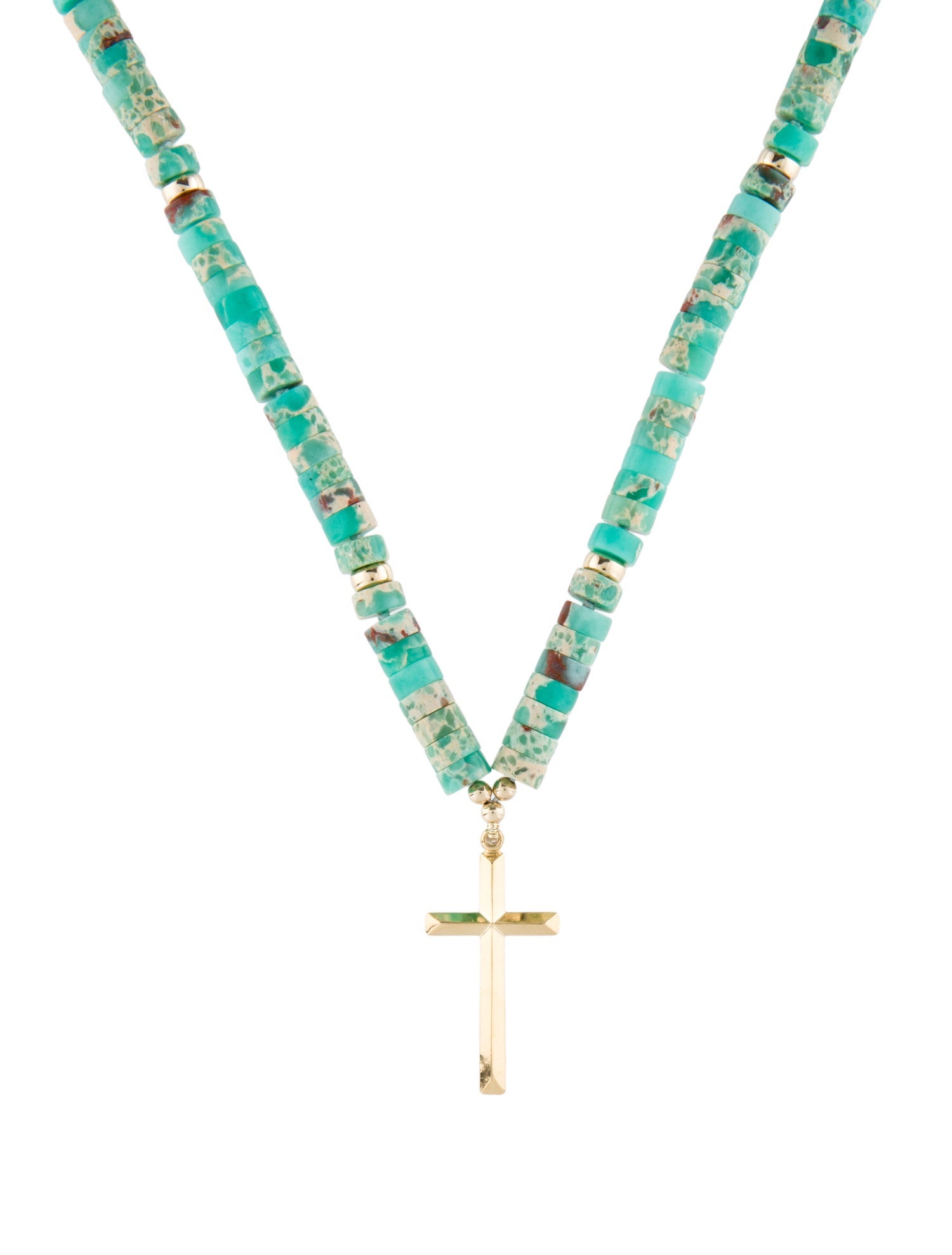 Necklace 14K Beaded Cross Pendant Necklace