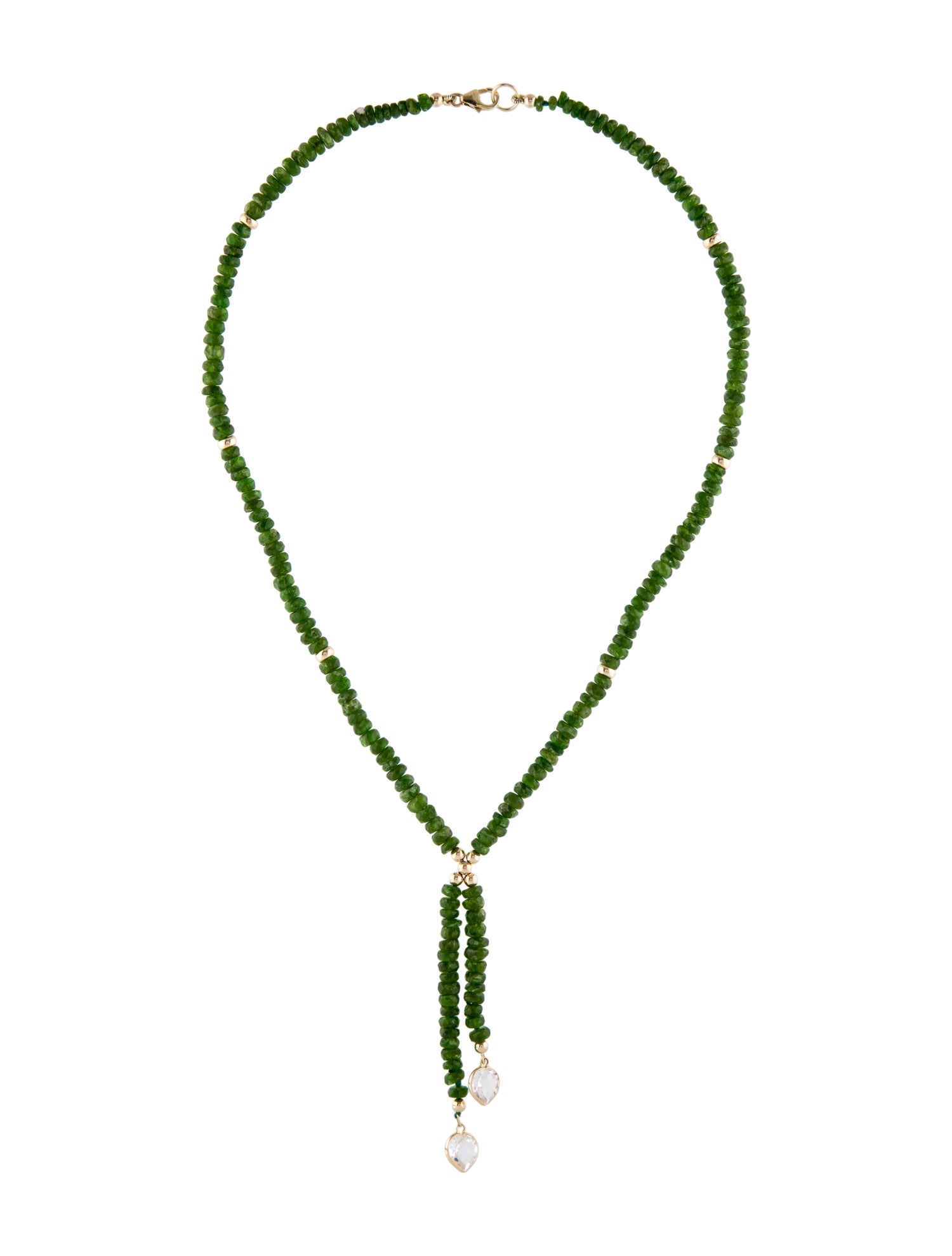 Necklace 14K 3.38ctw Topaz & Diopside Lavalier Bead Necklace