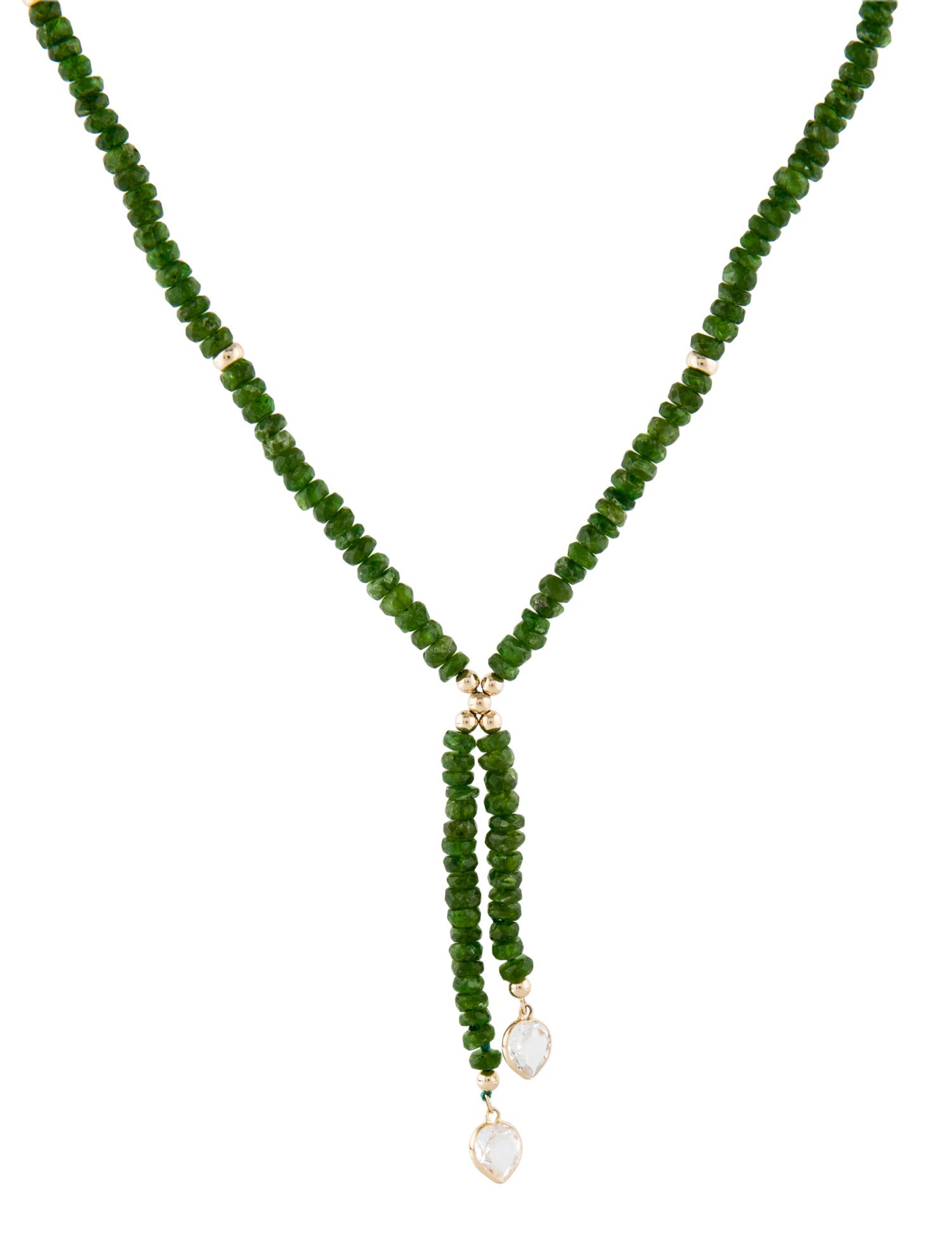Necklace 14K 3.38ctw Topaz & Diopside Lavalier Bead Necklace