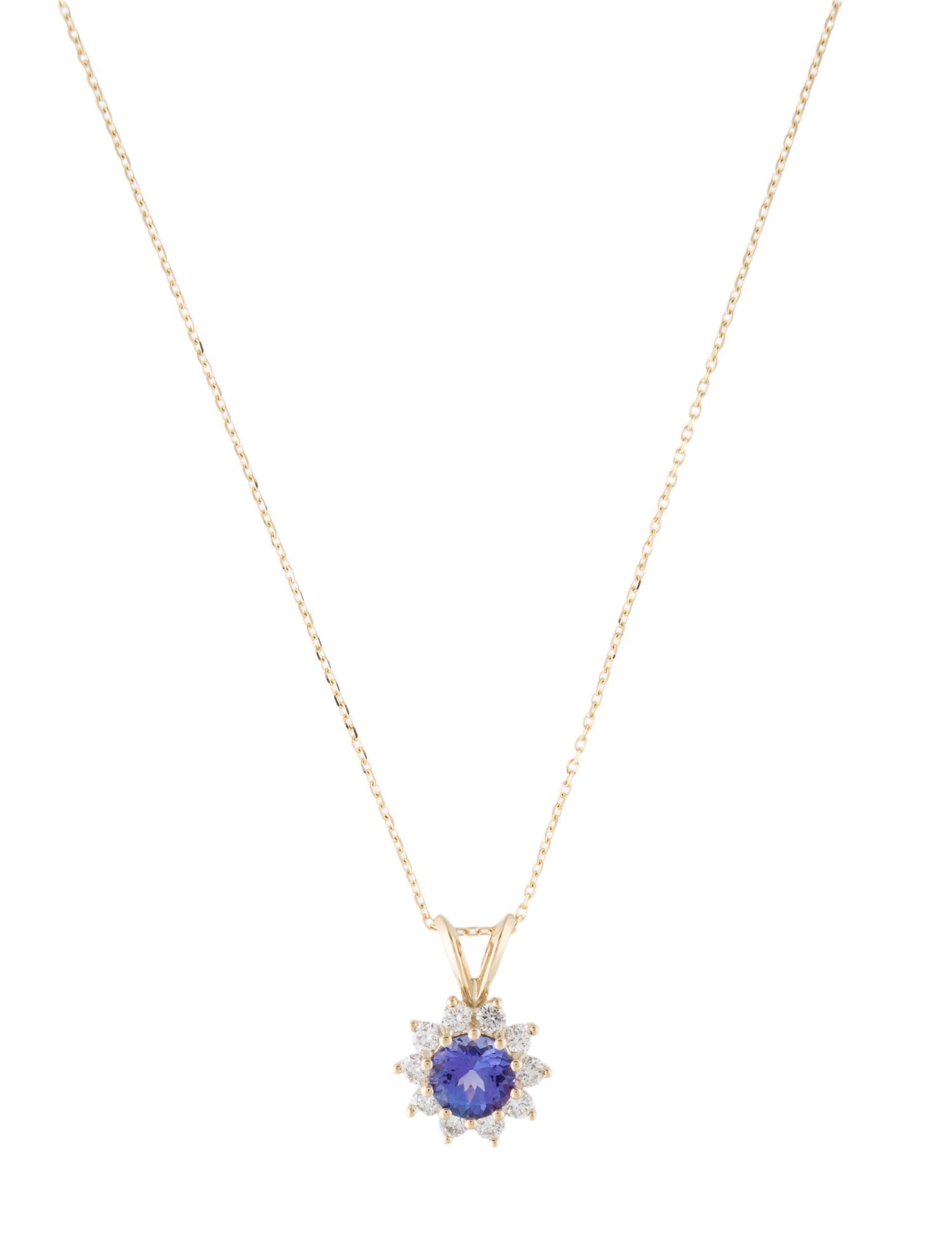 Necklace 14K Tanzanite & Diamond Pendant Necklace