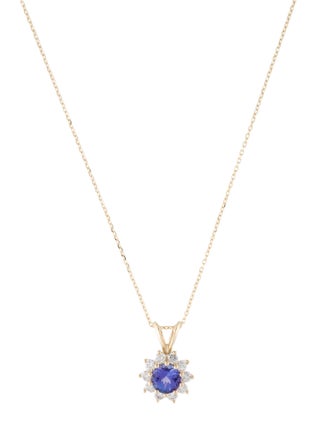 Necklace 14K Tanzanite & Diamond Pendant Necklace