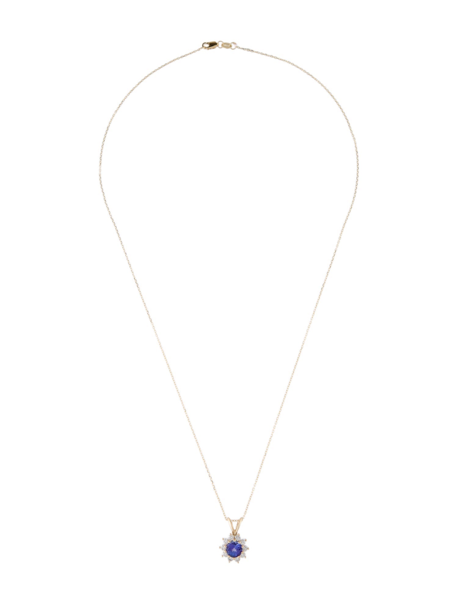 Necklace 14K Tanzanite & Diamond Pendant Necklace