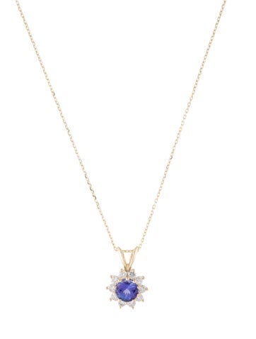 Necklace Pendant 14K Tanzanite & Diamond