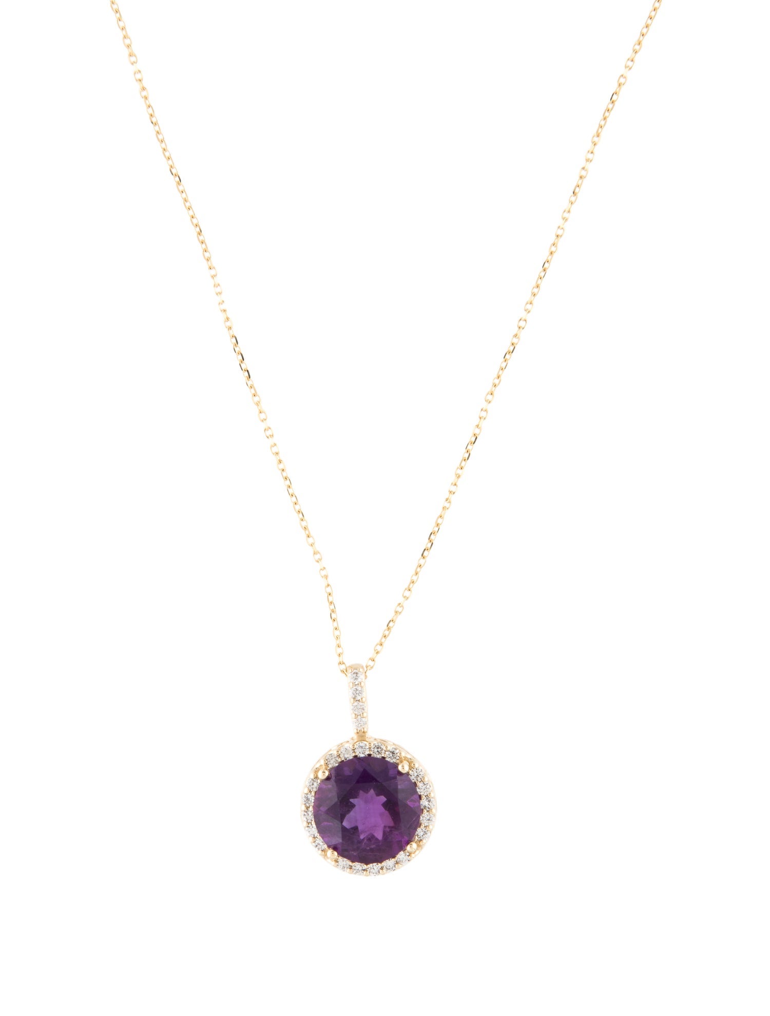 Necklace 14K 3.30ctw Amethyst & Diamond Pendant Necklace