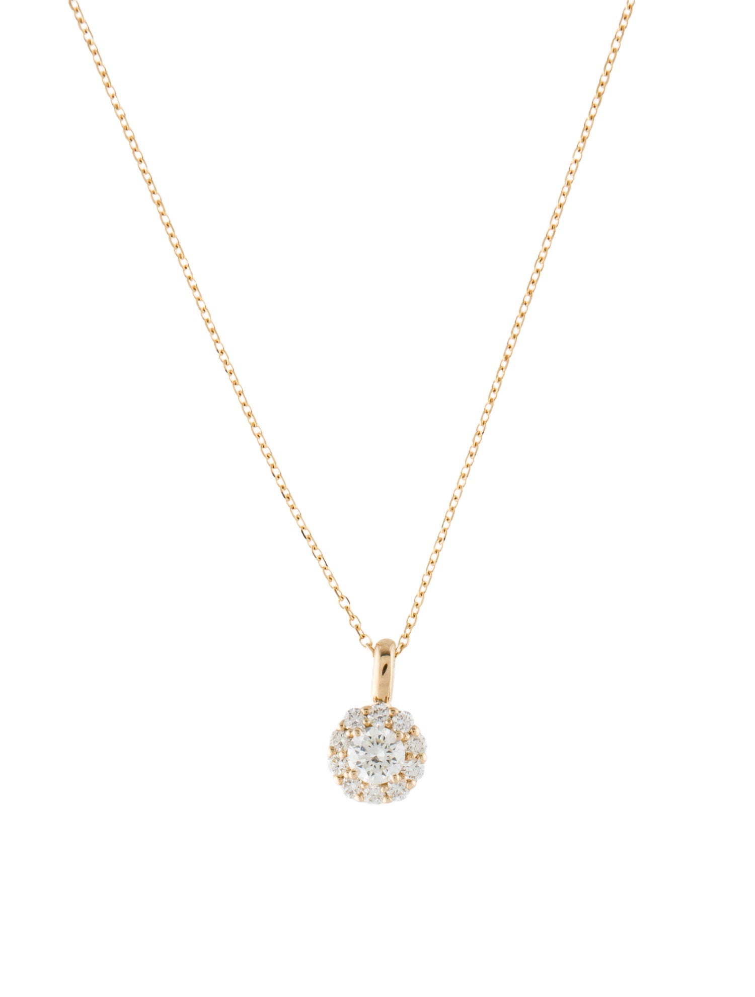 Necklace 14K Diamond Halo Pendant Necklace
