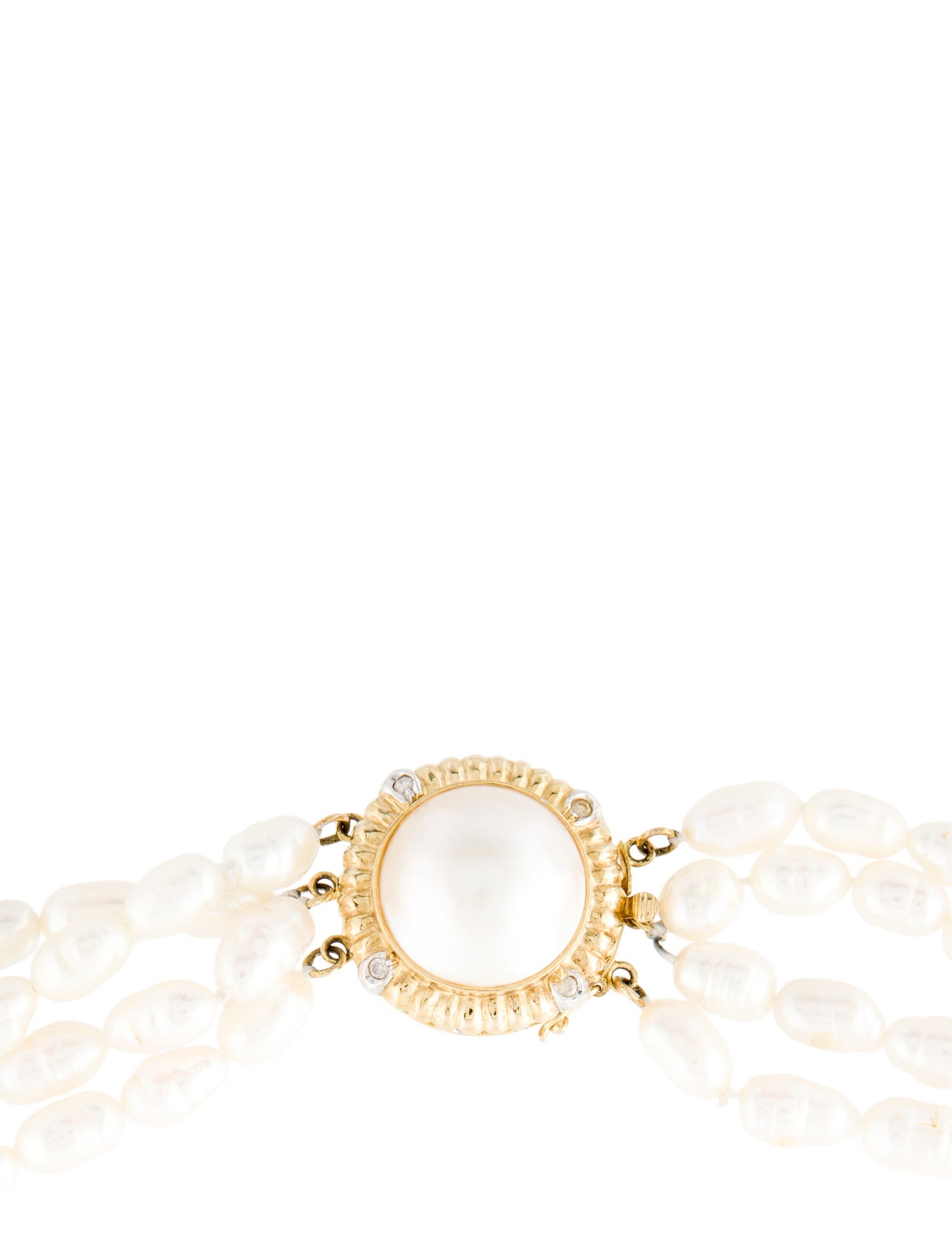 Necklace 14K Pearl & Diamond Multistrand Necklace