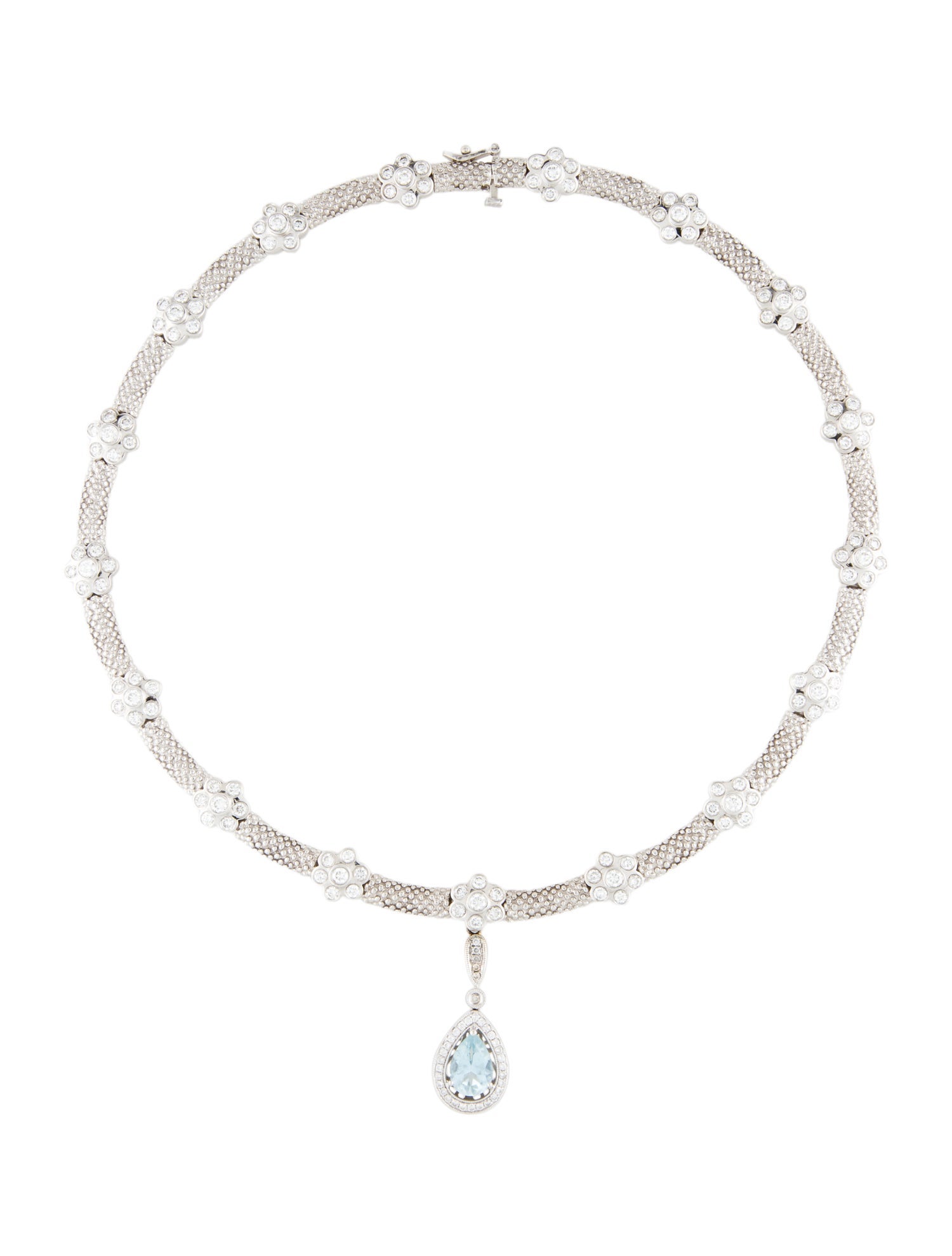 Necklace 14K Aquamarine & Diamond Drop Pendant