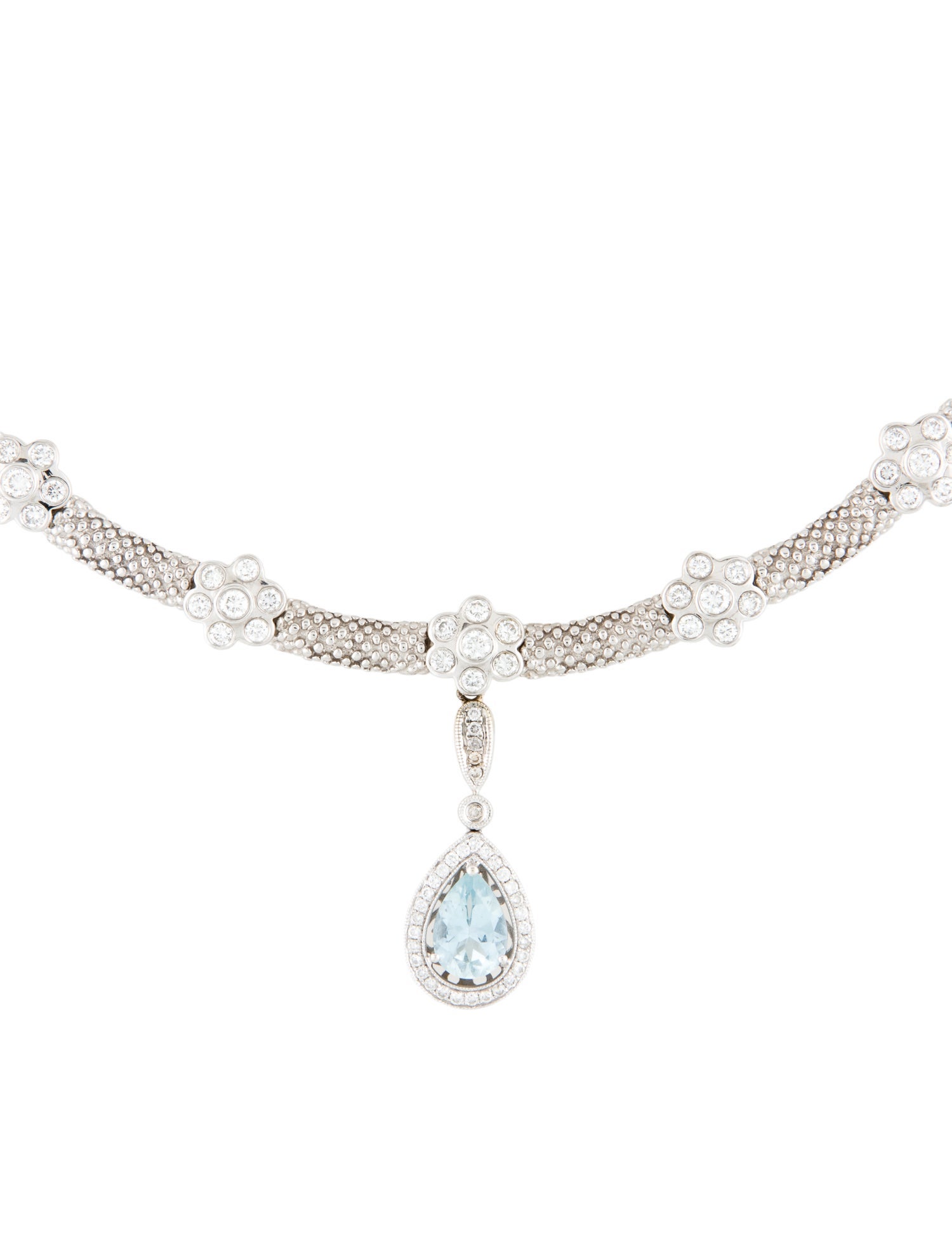 Necklace 14K Aquamarine & Diamond Drop Pendant