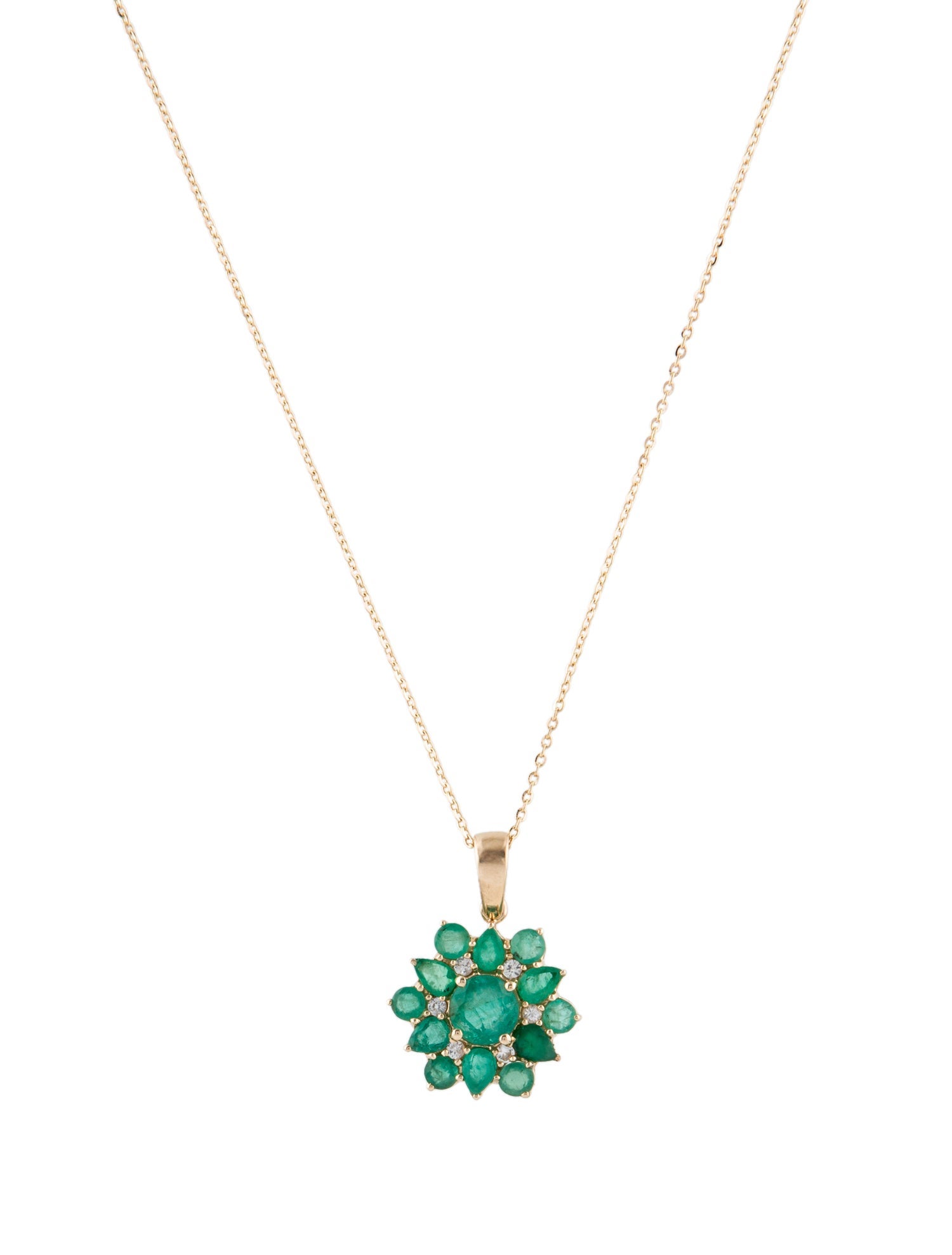 Necklace 14K Emerald & Sapphire Pendant Necklace