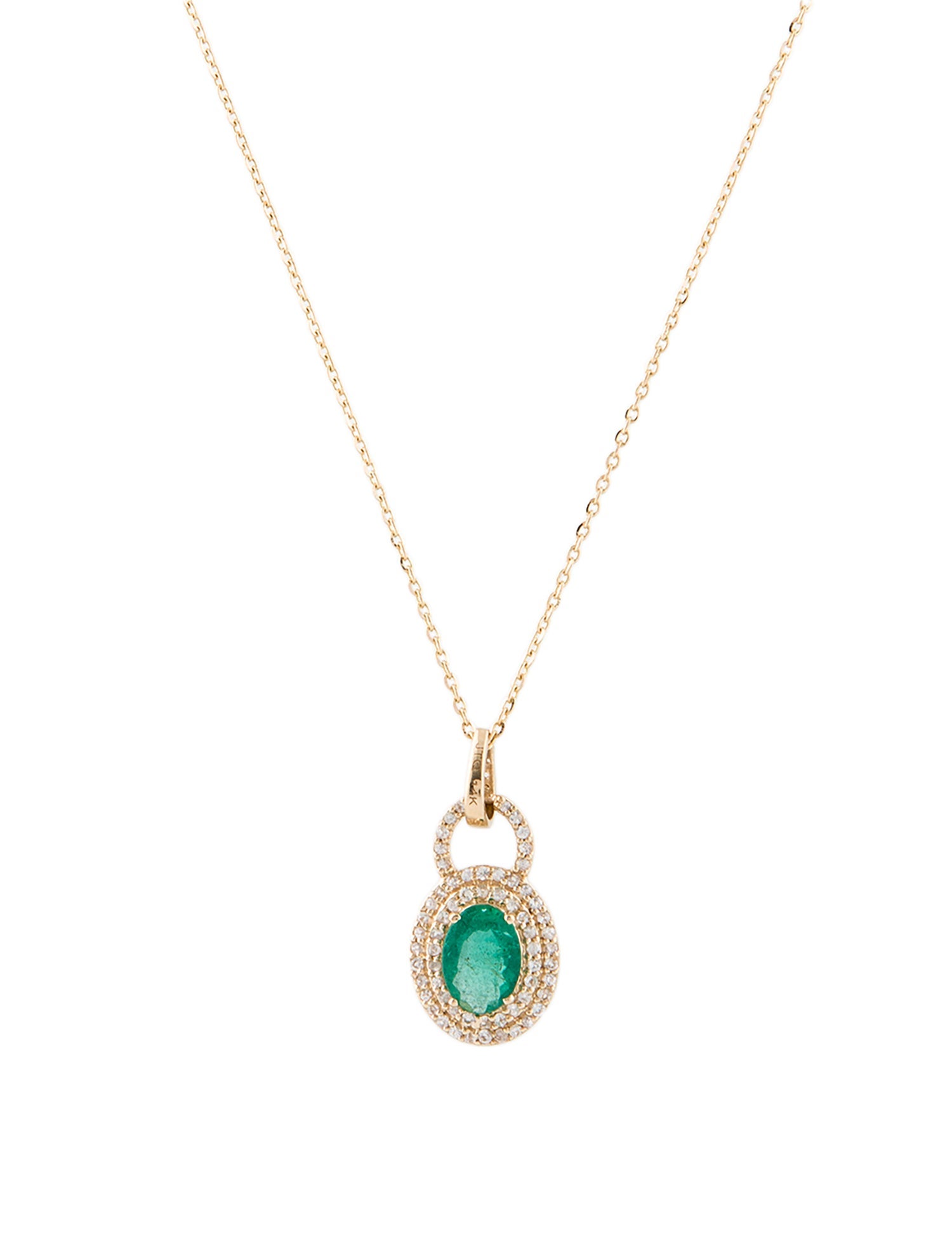 Necklace 14K Emerald & Sapphire Pendant Necklace
