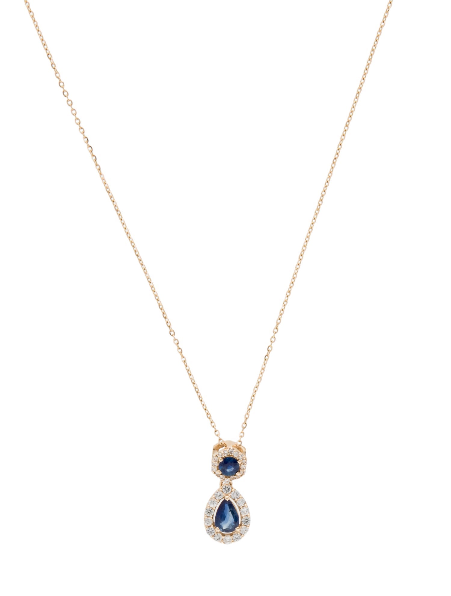 Necklace 14K Sapphire Drop Pendant Necklace