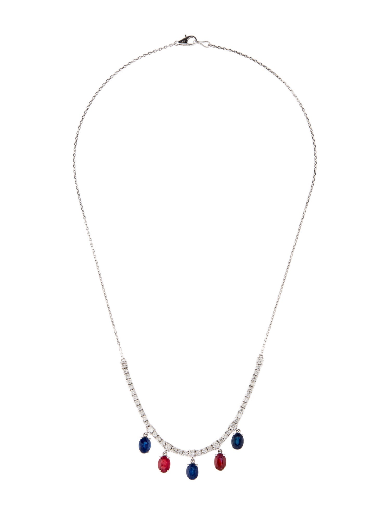 Necklace 14K 2.45ctw Sapphire, Ruby & Diamond Collar Necklace