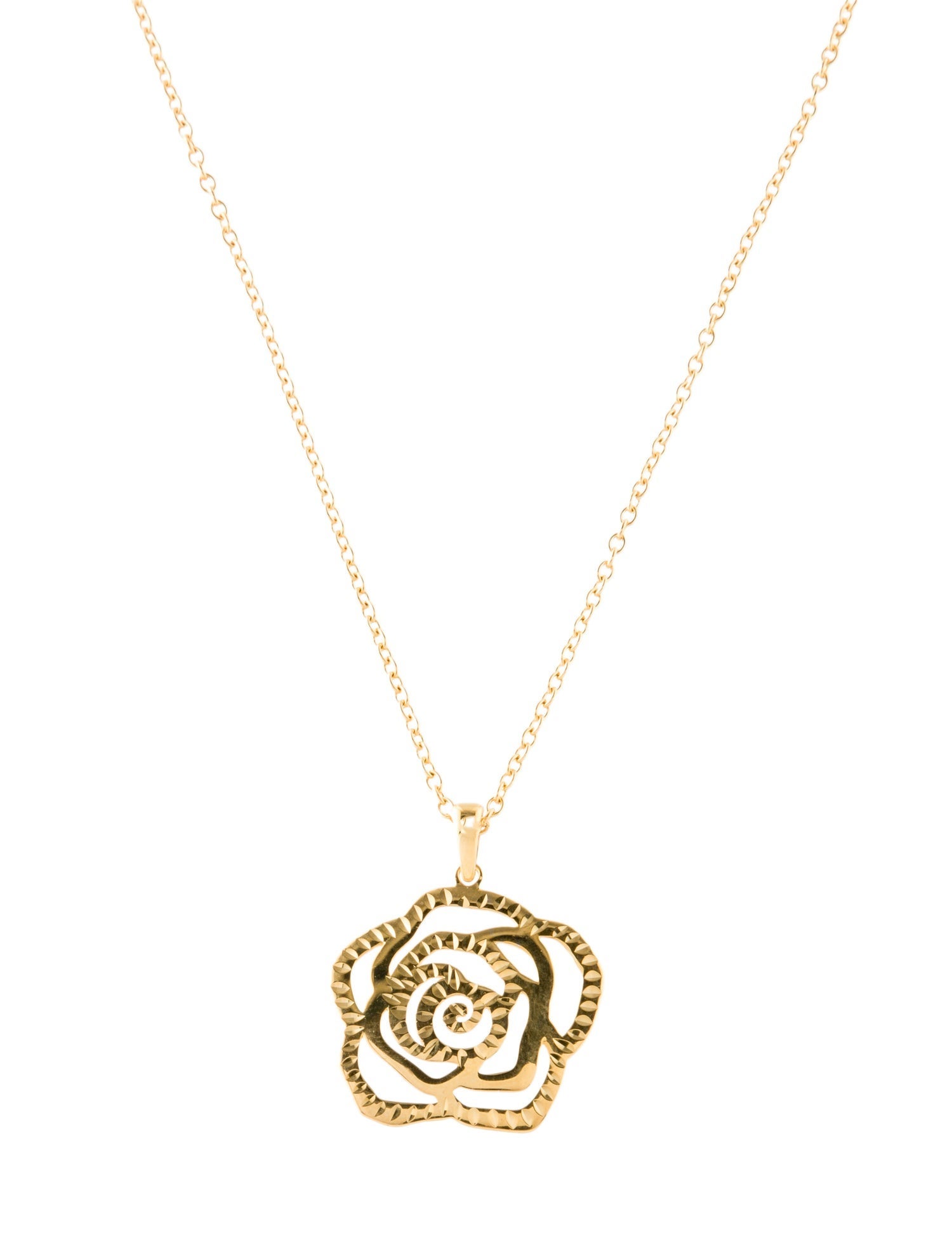 Necklace 14K Laser Cut Rose Petal Pendant