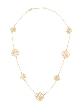Necklace 14K Laser Cut Rose Petal Station Necklace