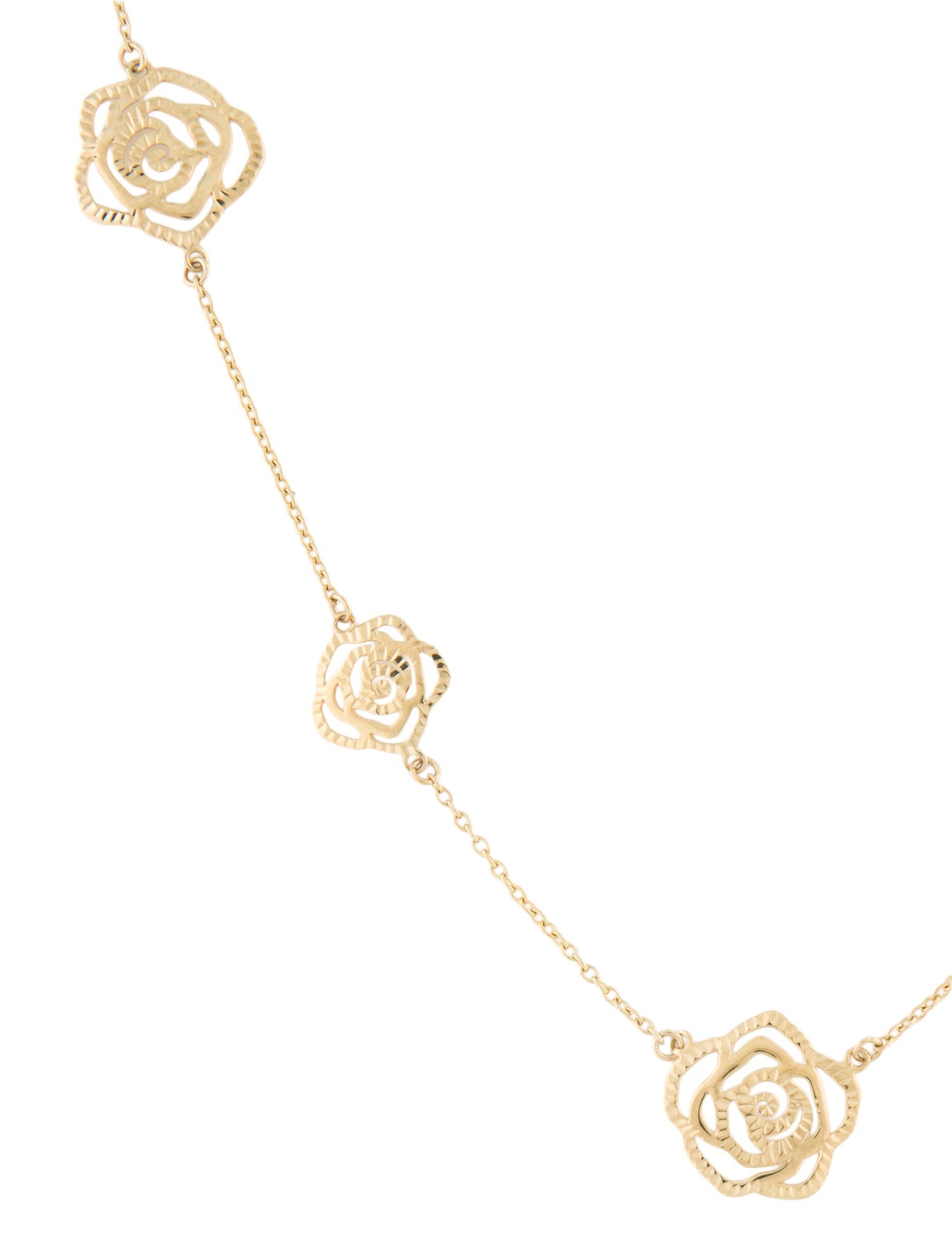 Necklace 14K Laser Cut Rose Petal Station Necklace