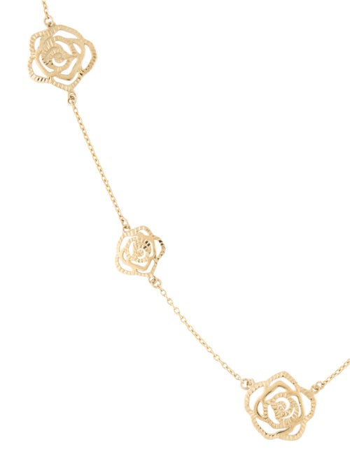 Necklace 14K Laser Cut Rose Petal Station Necklace