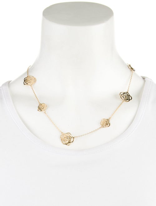 Necklace 14K Laser Cut Rose Petal Station Necklace
