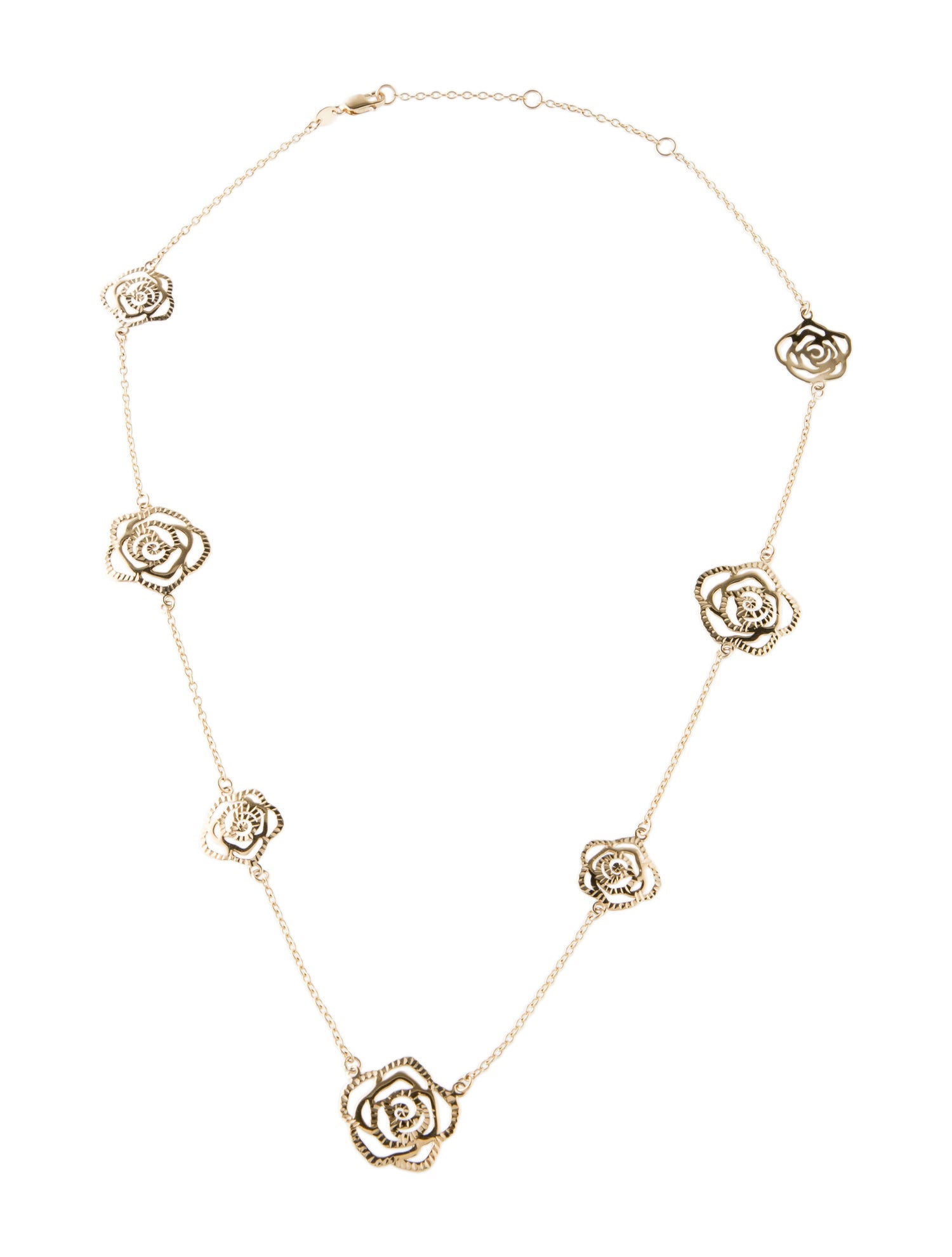 Necklace 14K Laser Cut Rose Petal Station Necklace